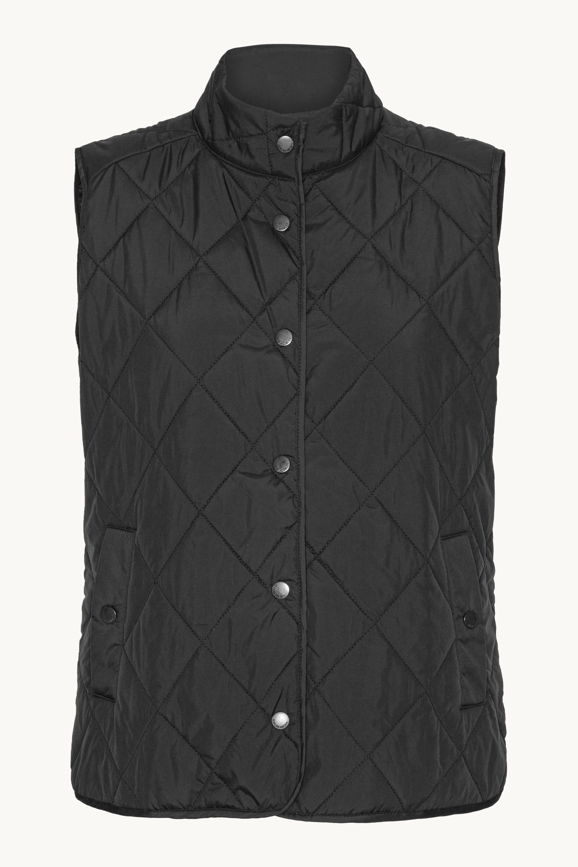 Quilted Short Vest - Black