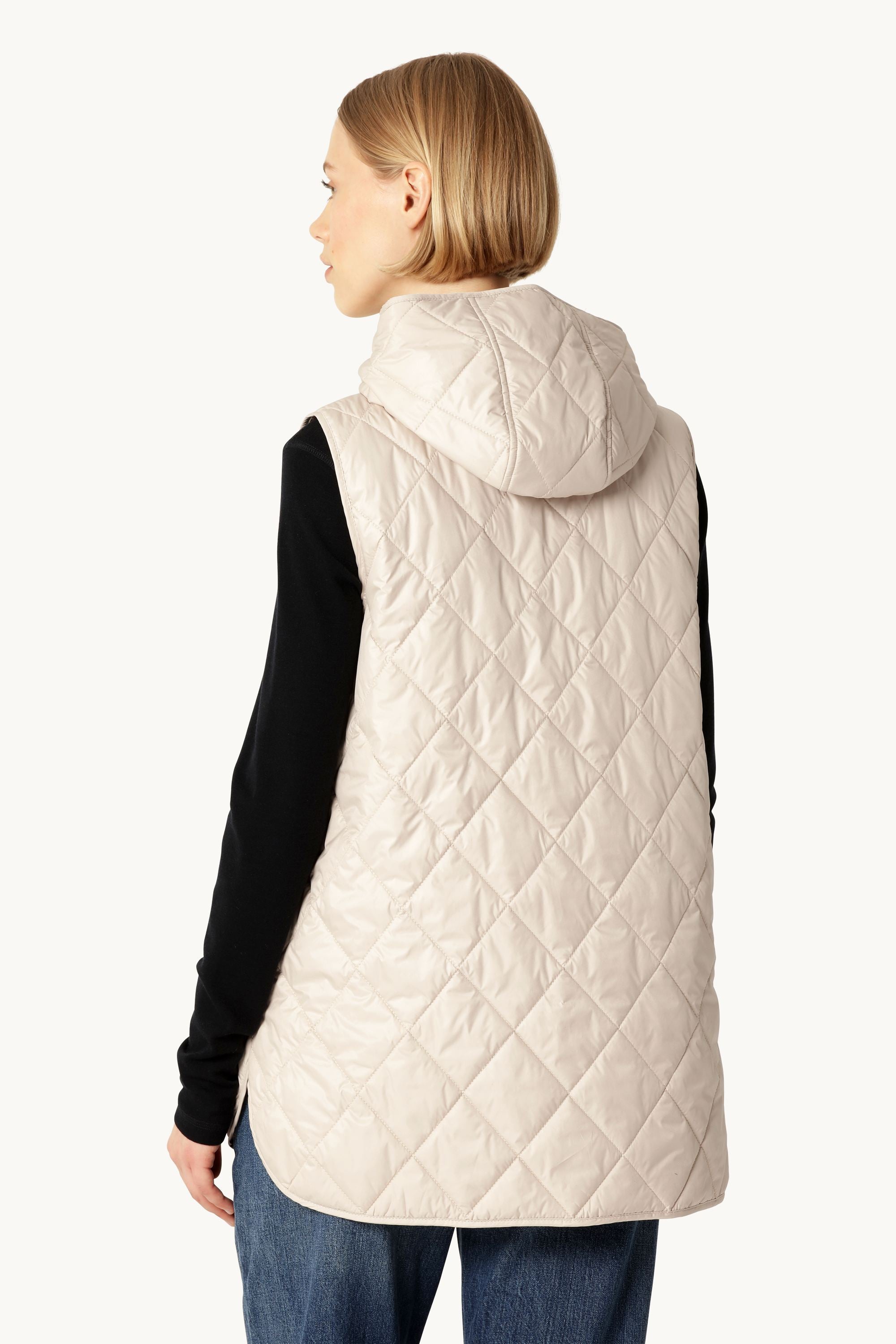 Quilted Long Vest - Light Camel
