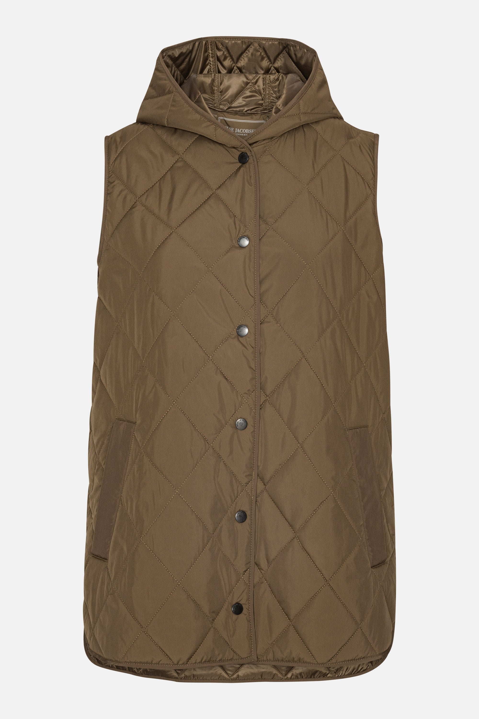 Quilted Long Vest - Nut