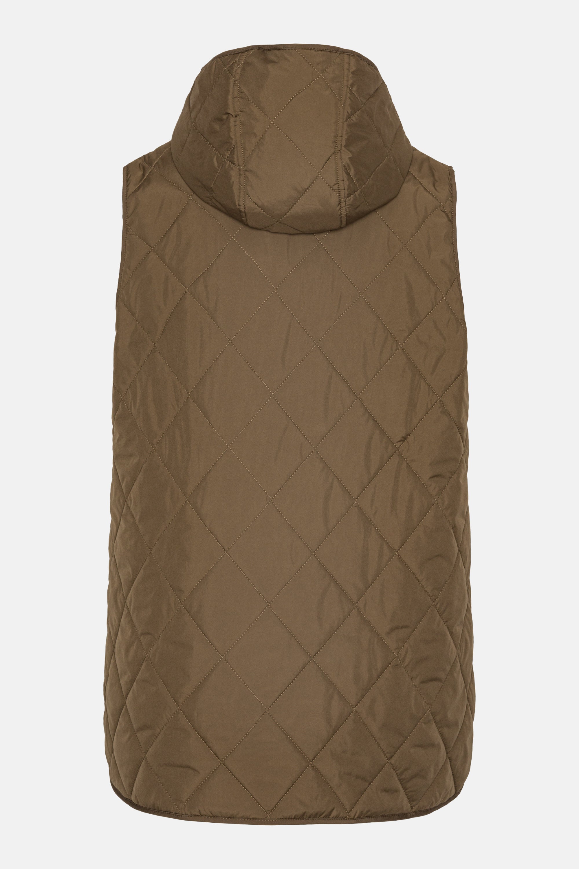 Quilted Long Vest - Nut