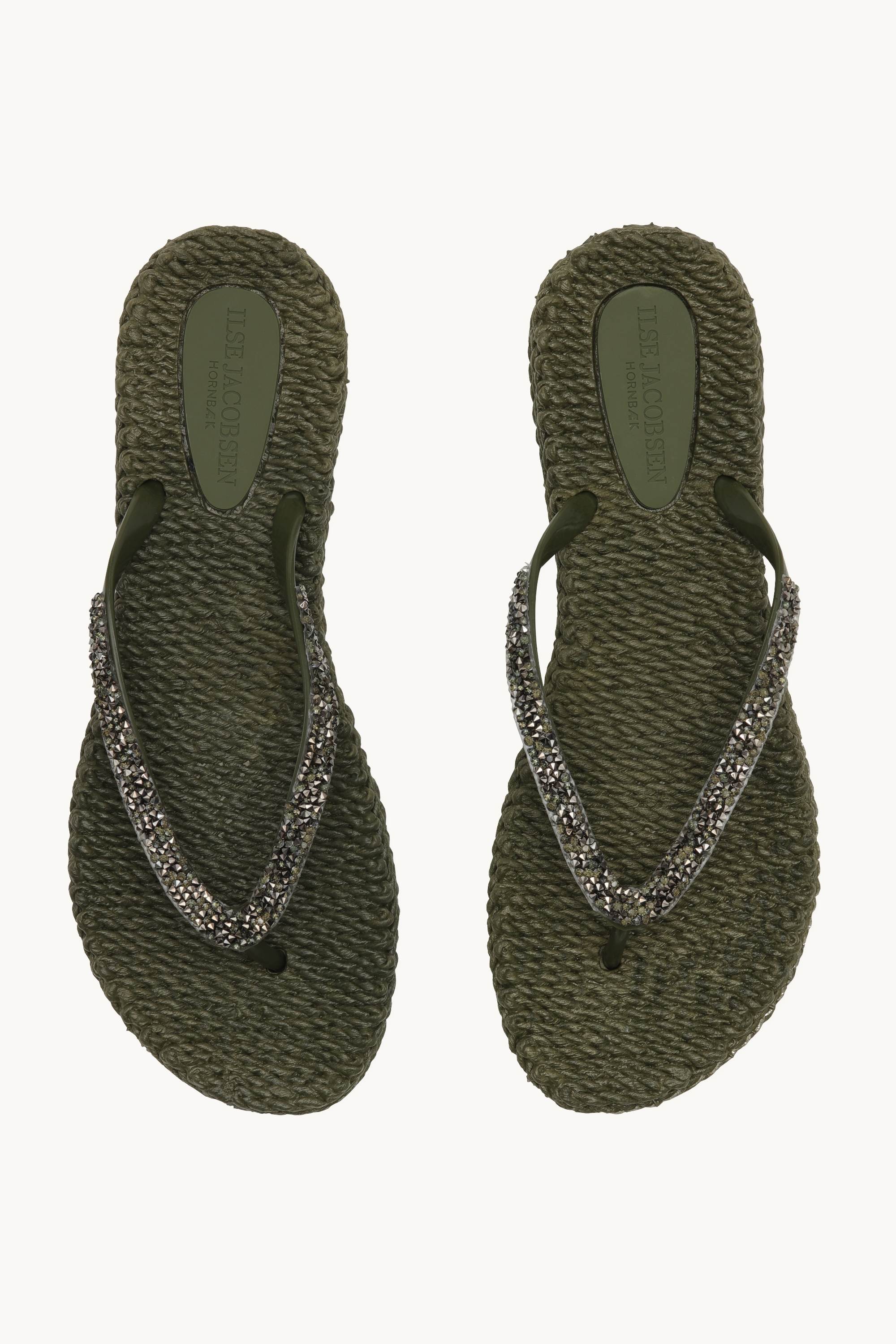 Flip Flops With Rhinestones - Army