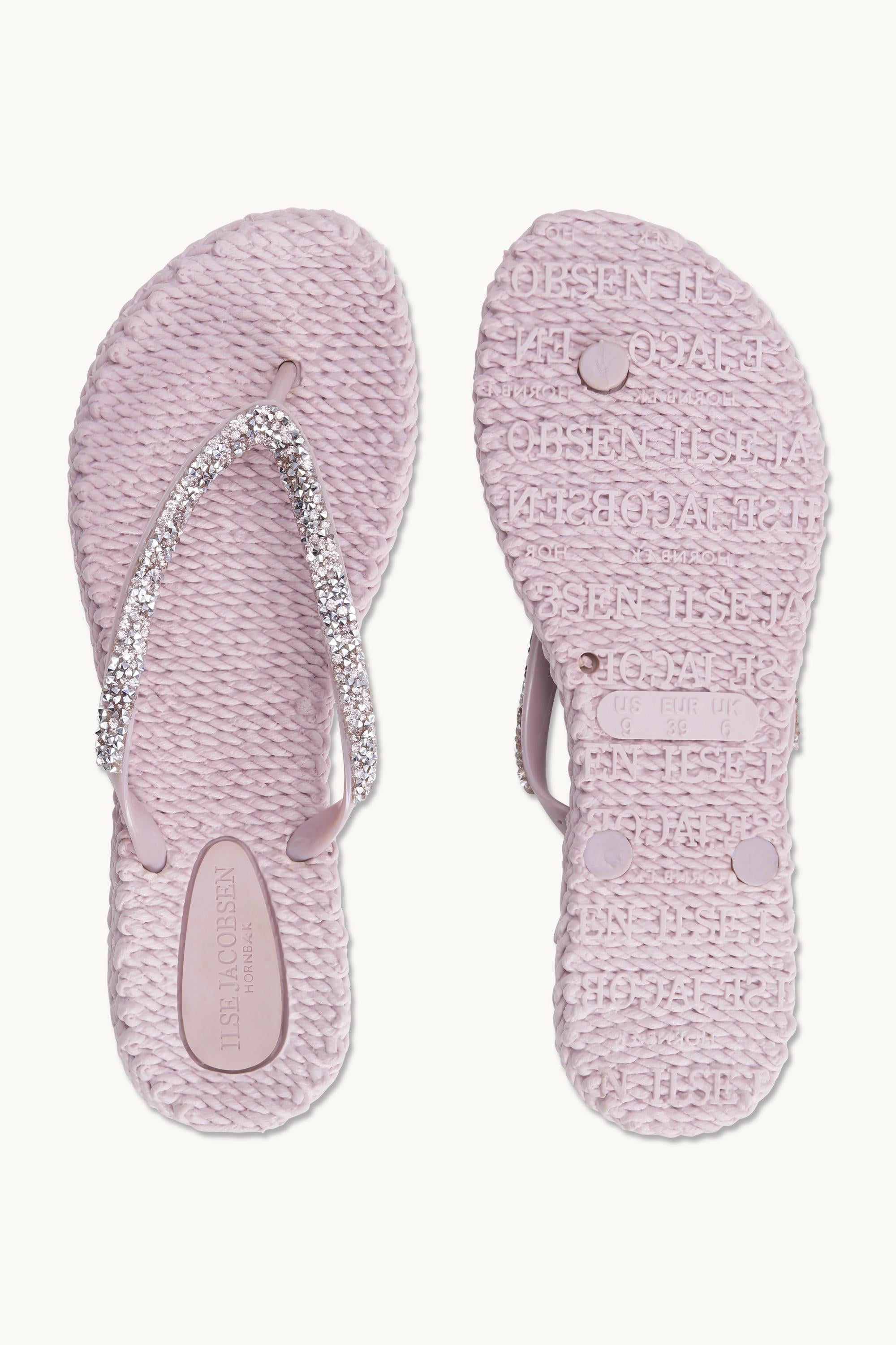 Flip Flops With Rhinestones - Mauve Shadows