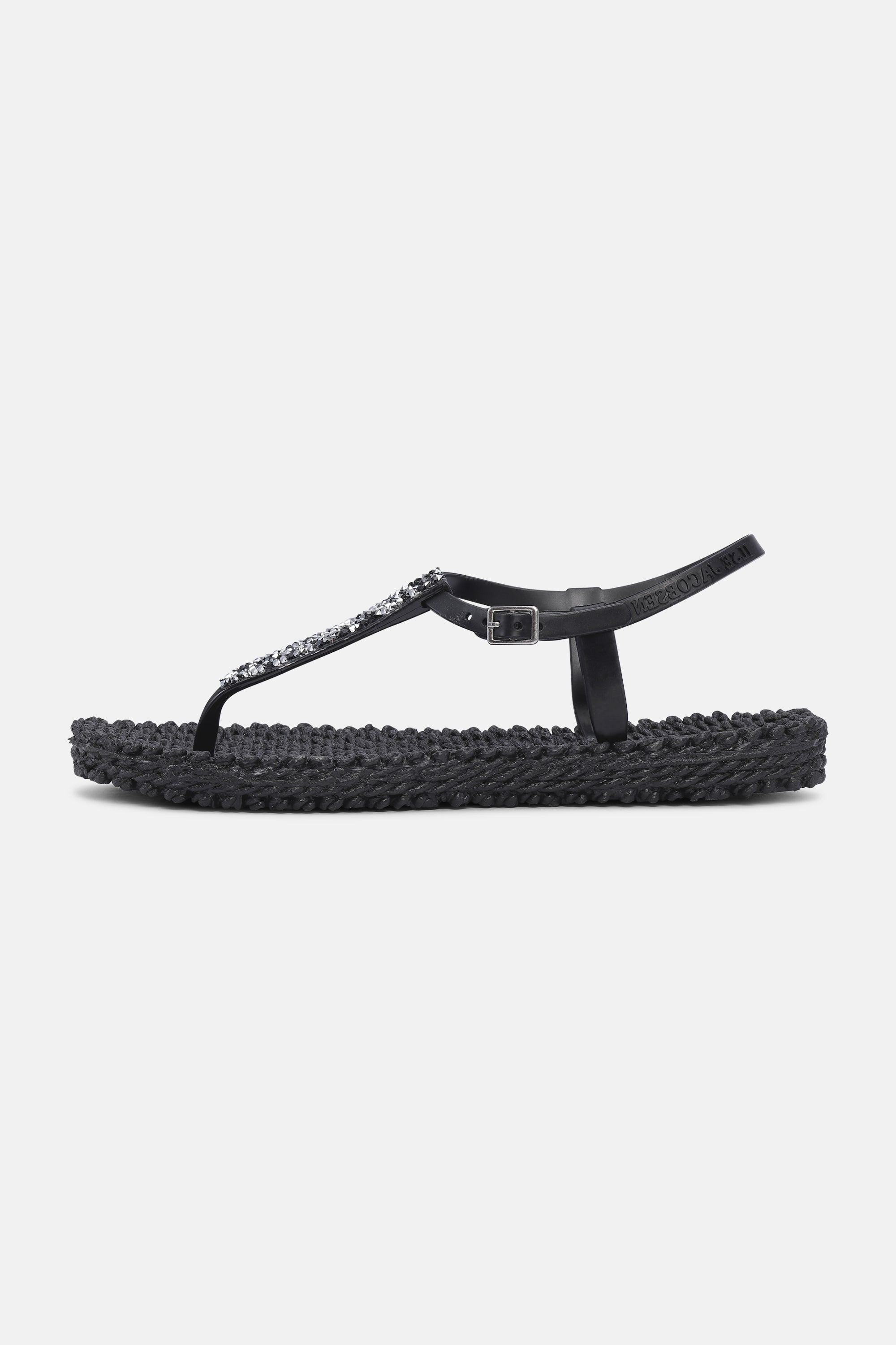 Flip Flops With Rhinestones - Black