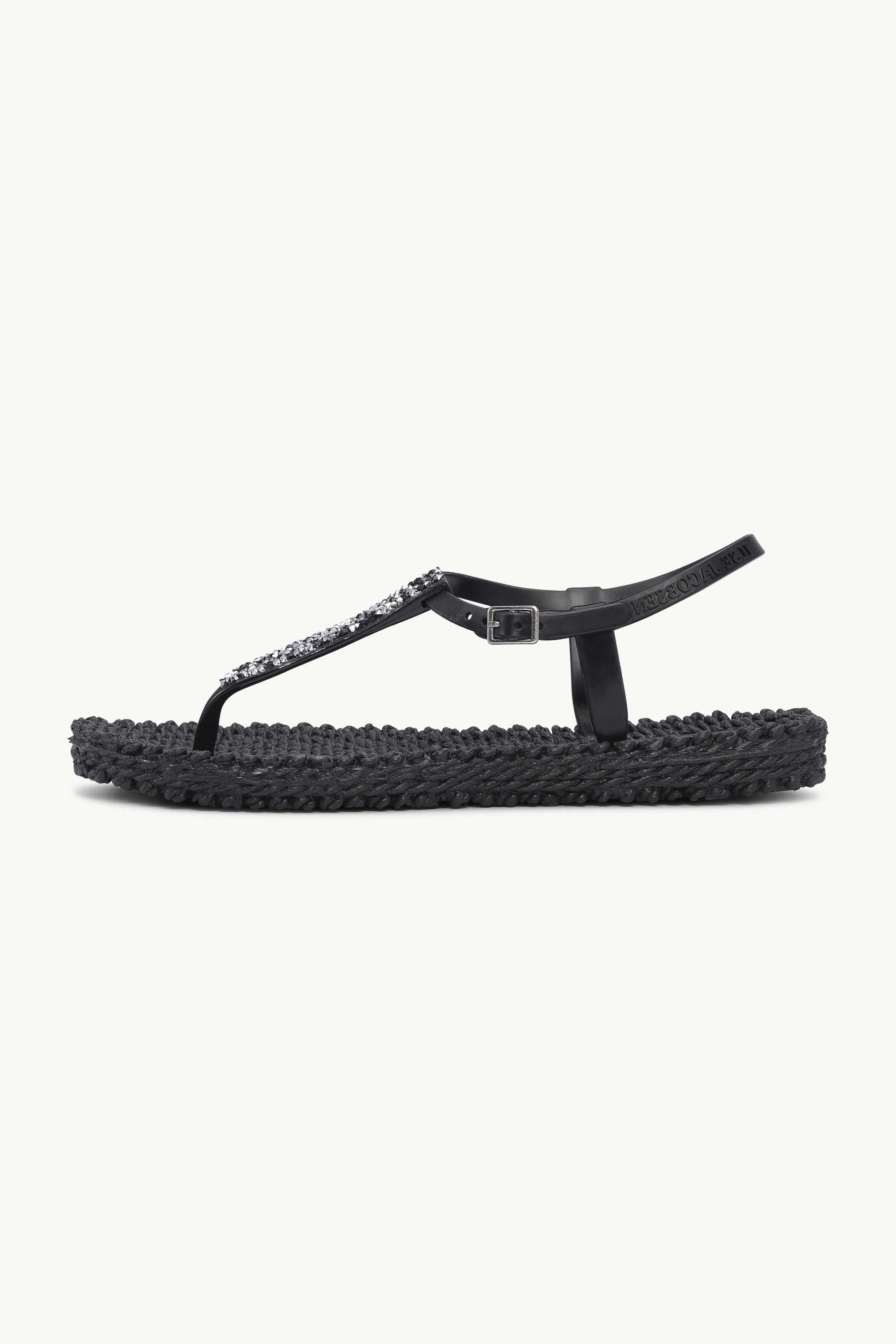 Flip Flops With Rhinestones - Black