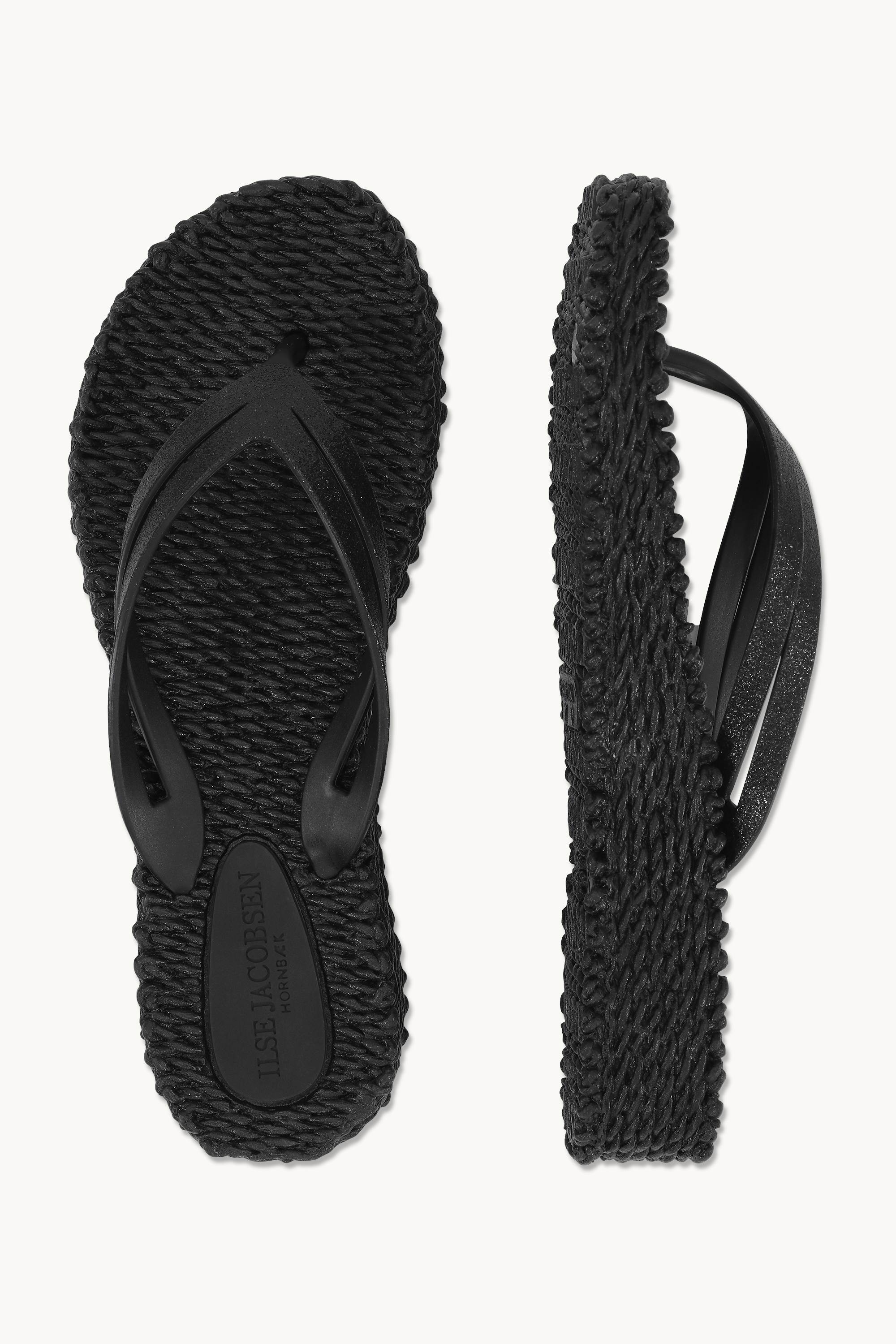 Platform Flip-flops Glitter - Black