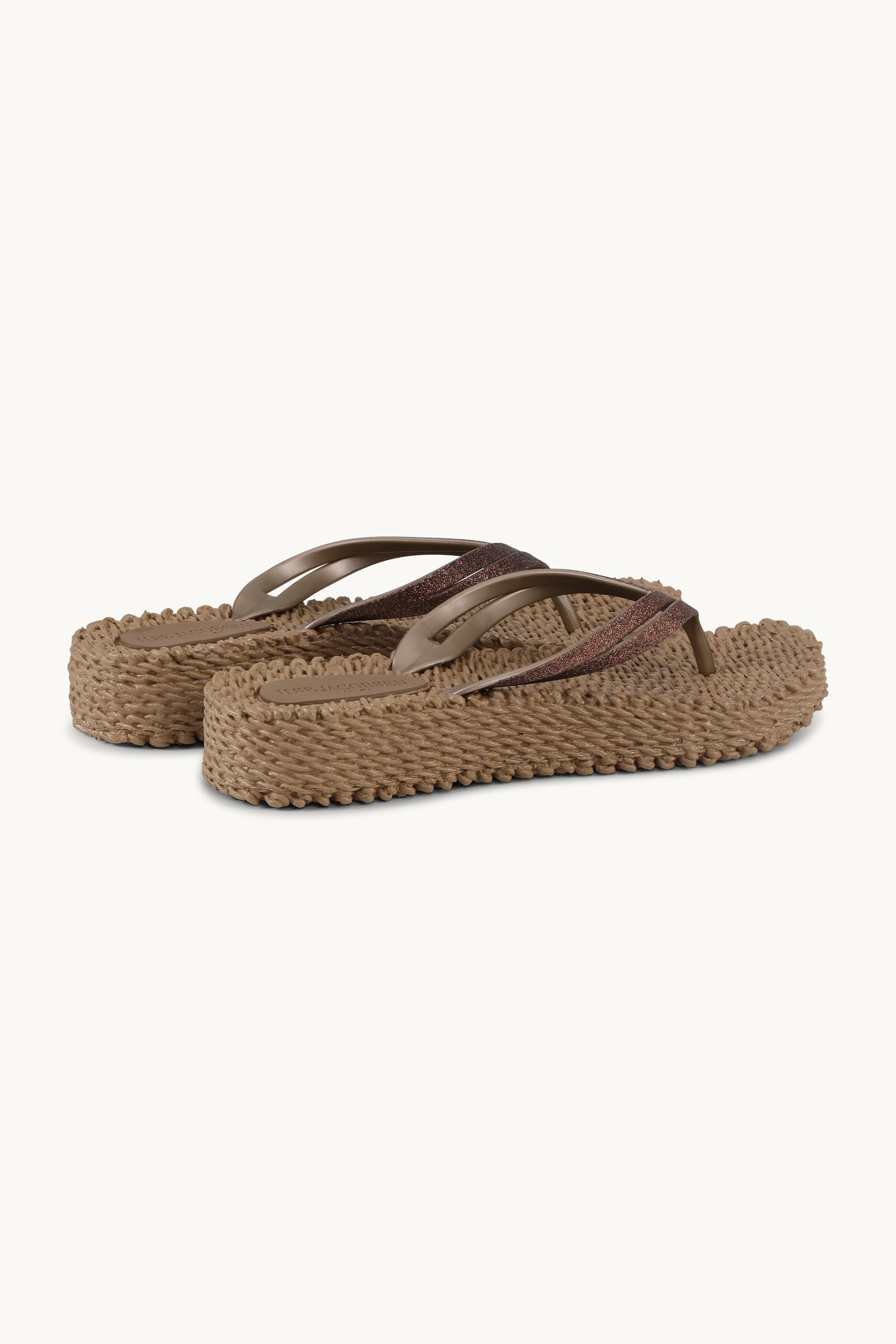 Platform Flip-flops Glitter - Mocca