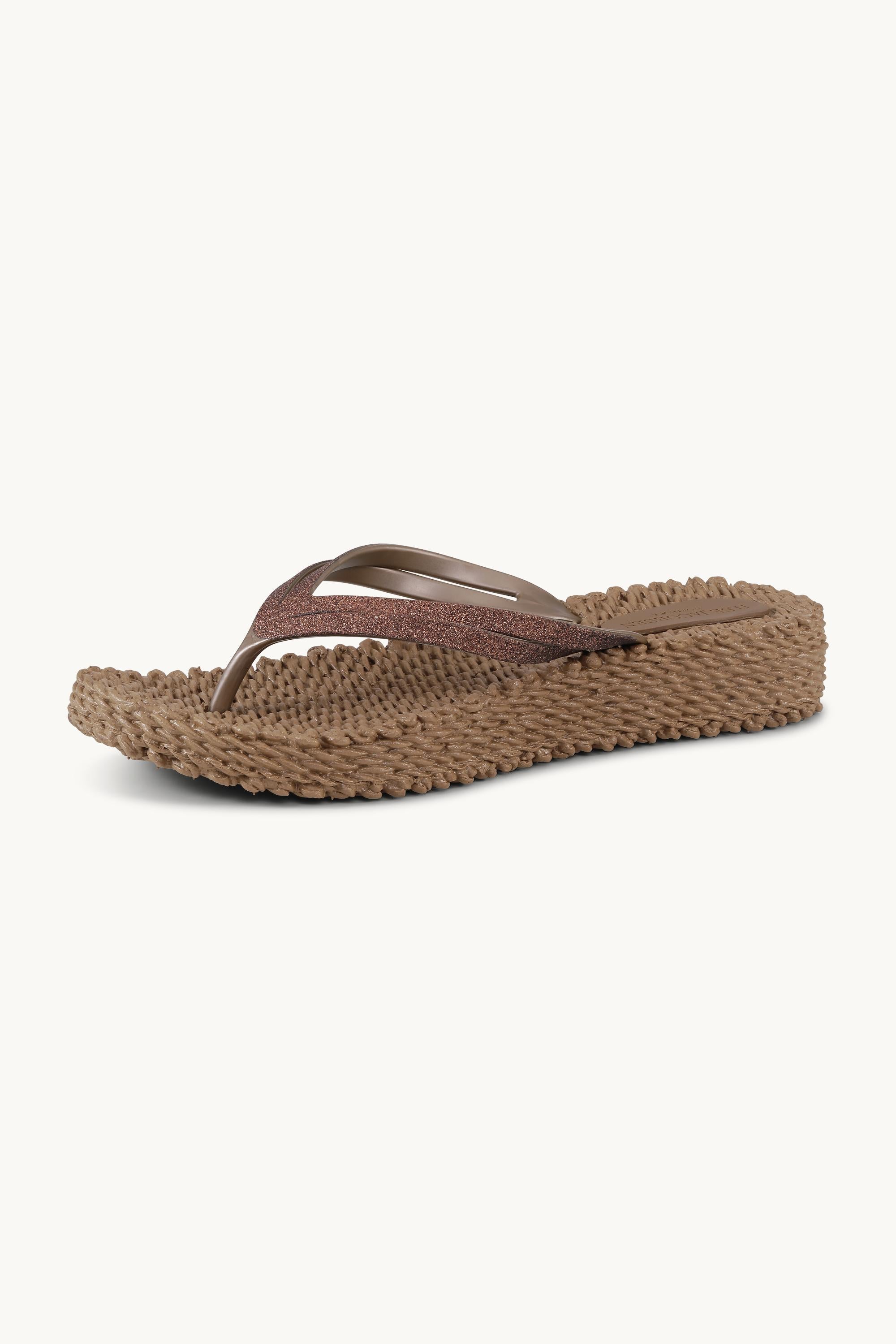 Platform Flip-flops Glitter - Mocca