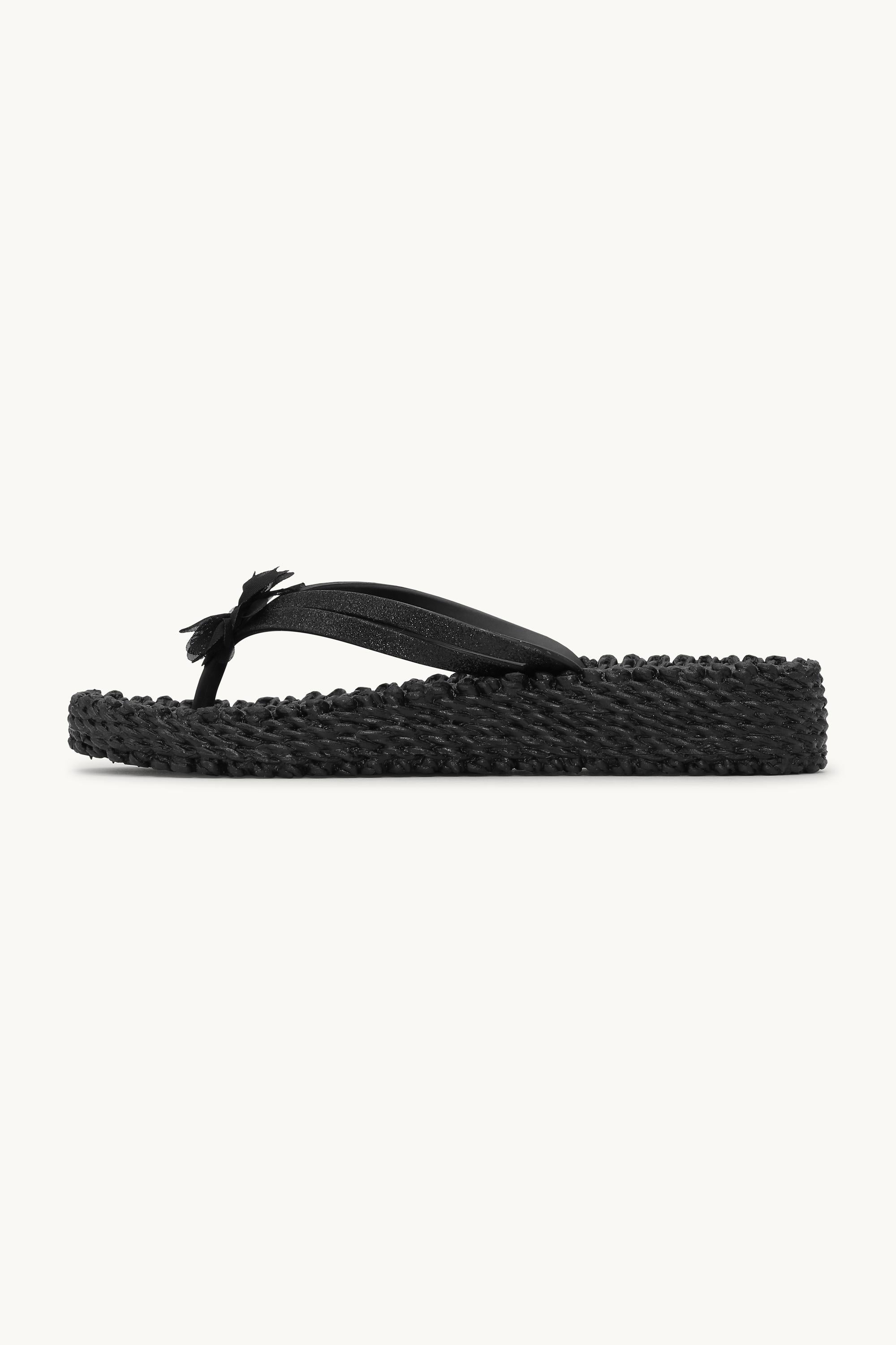 Flip Flops with Flower - Black