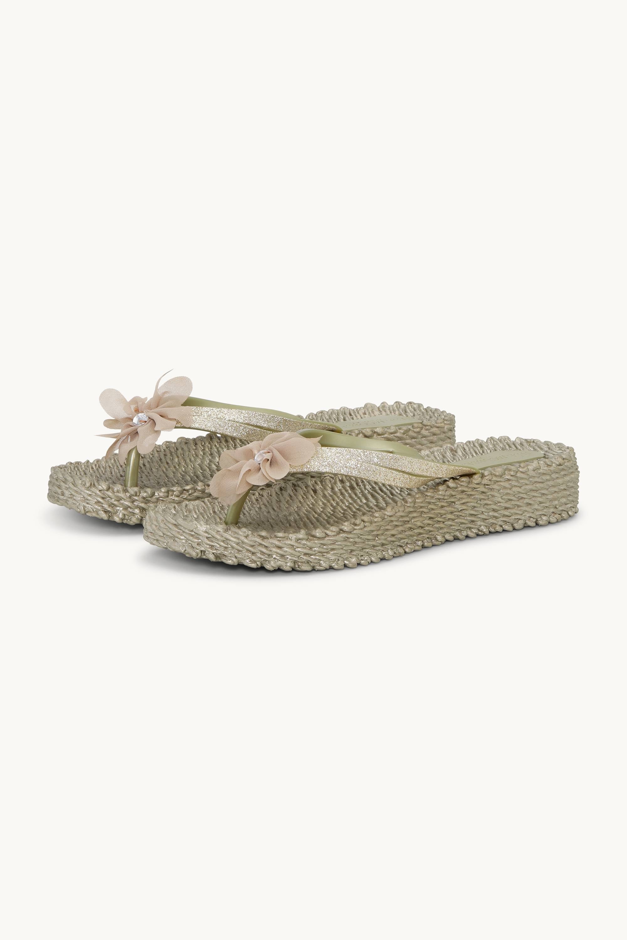 Flip Flops with Flower - Platin