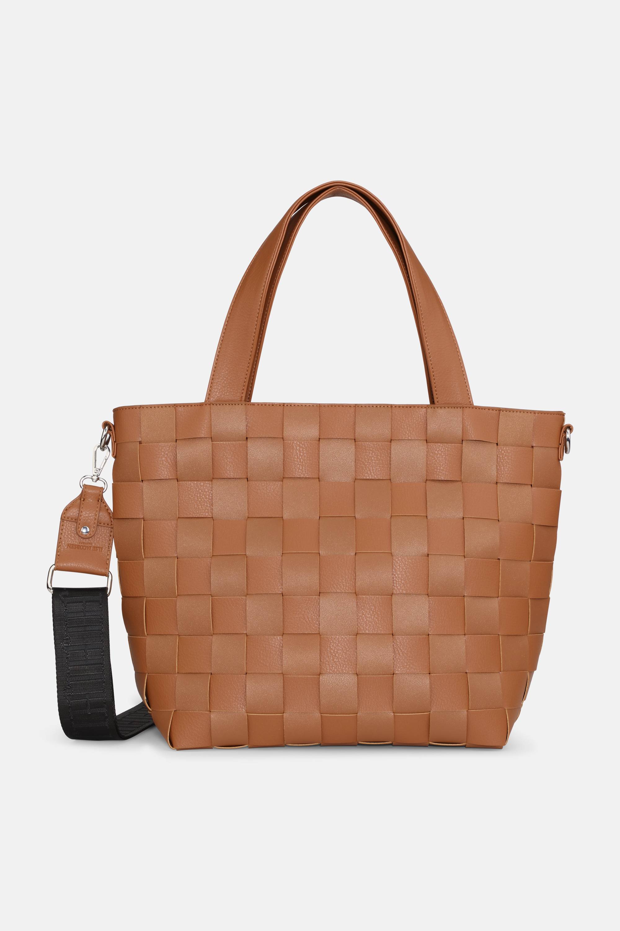 Braided Cross-Body Shopper - Cognac