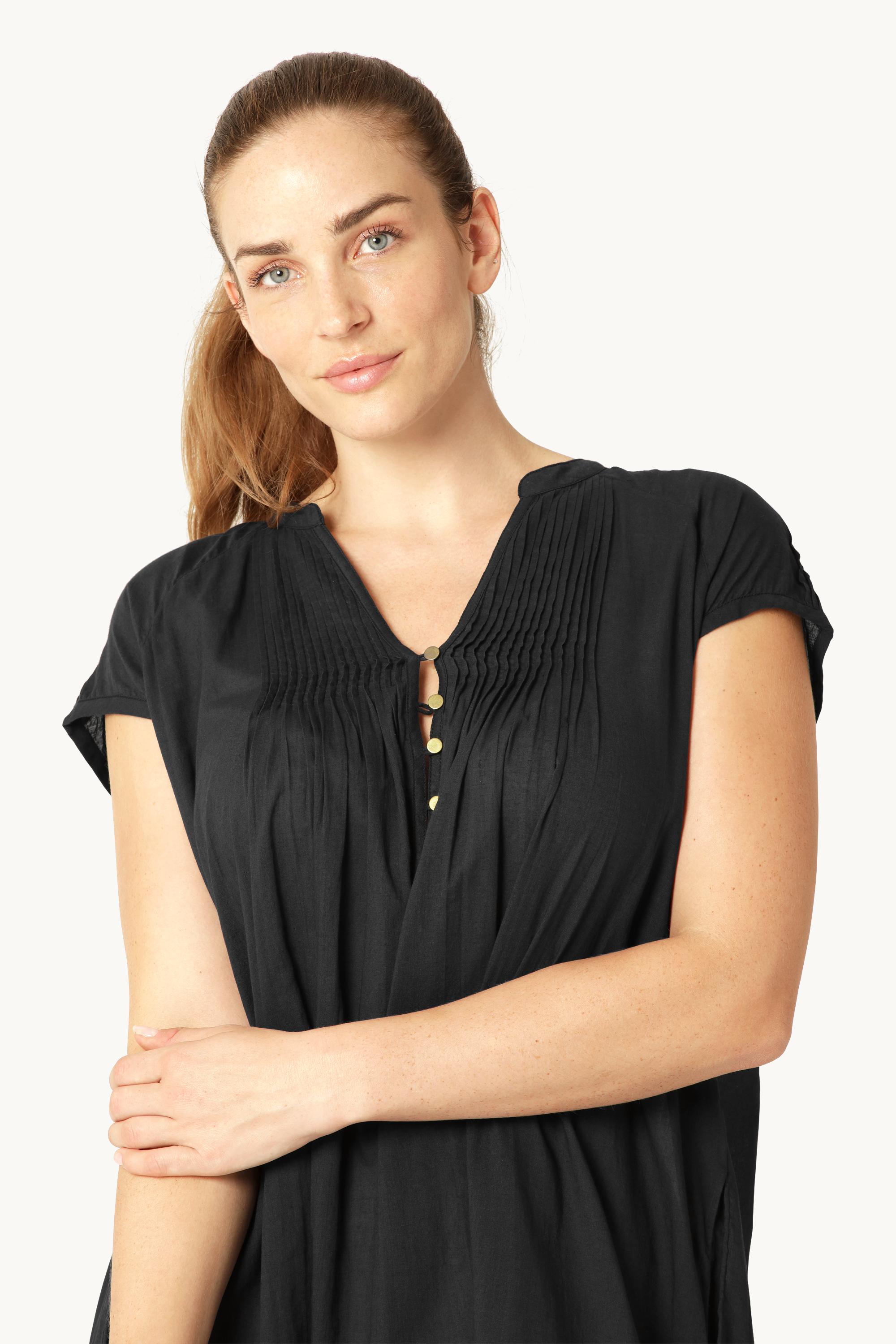 Lång Klänning med Korta Ärmar - Dark Indigo