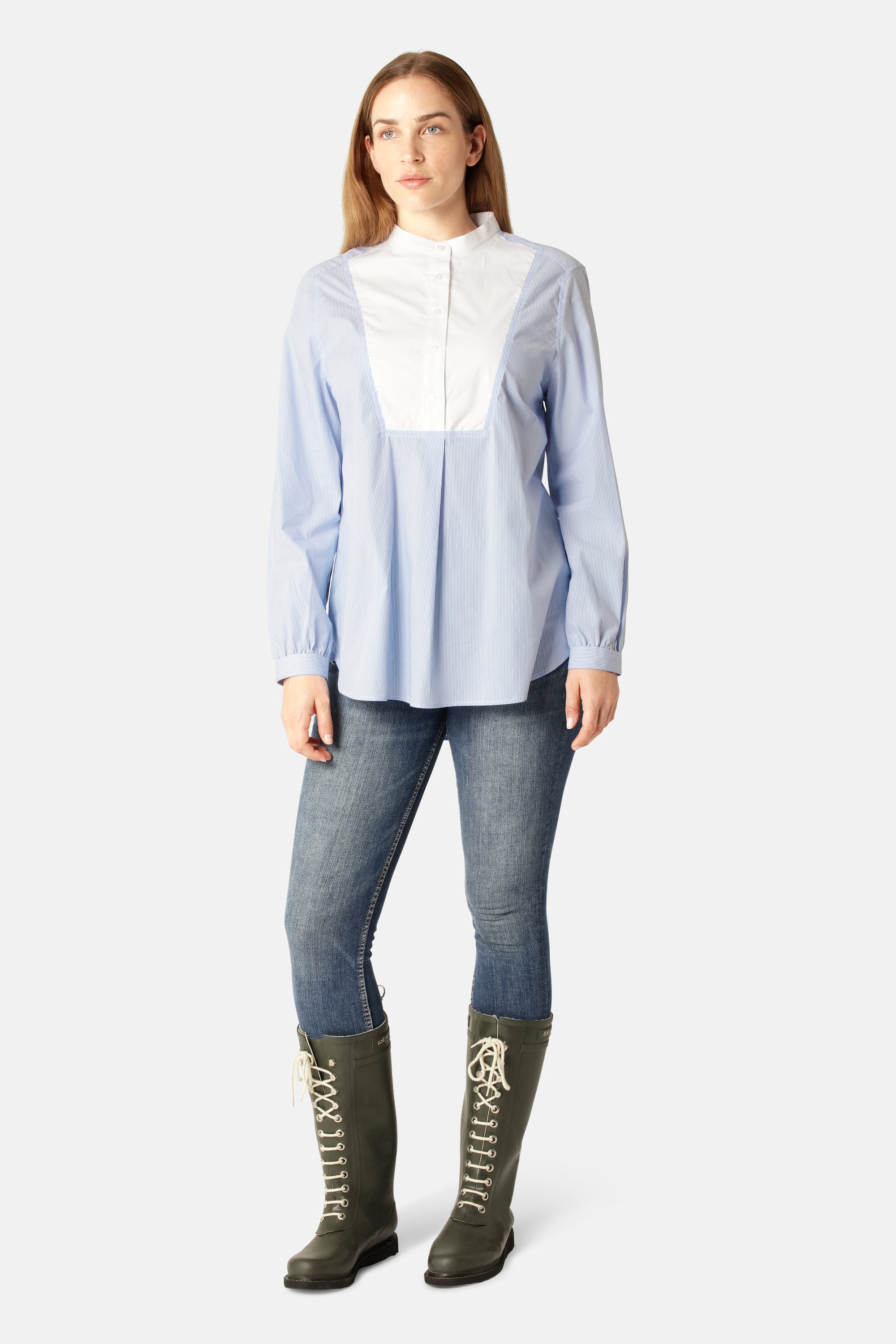 Klassisk Skjorta Lång Rygg Ränder - Heather