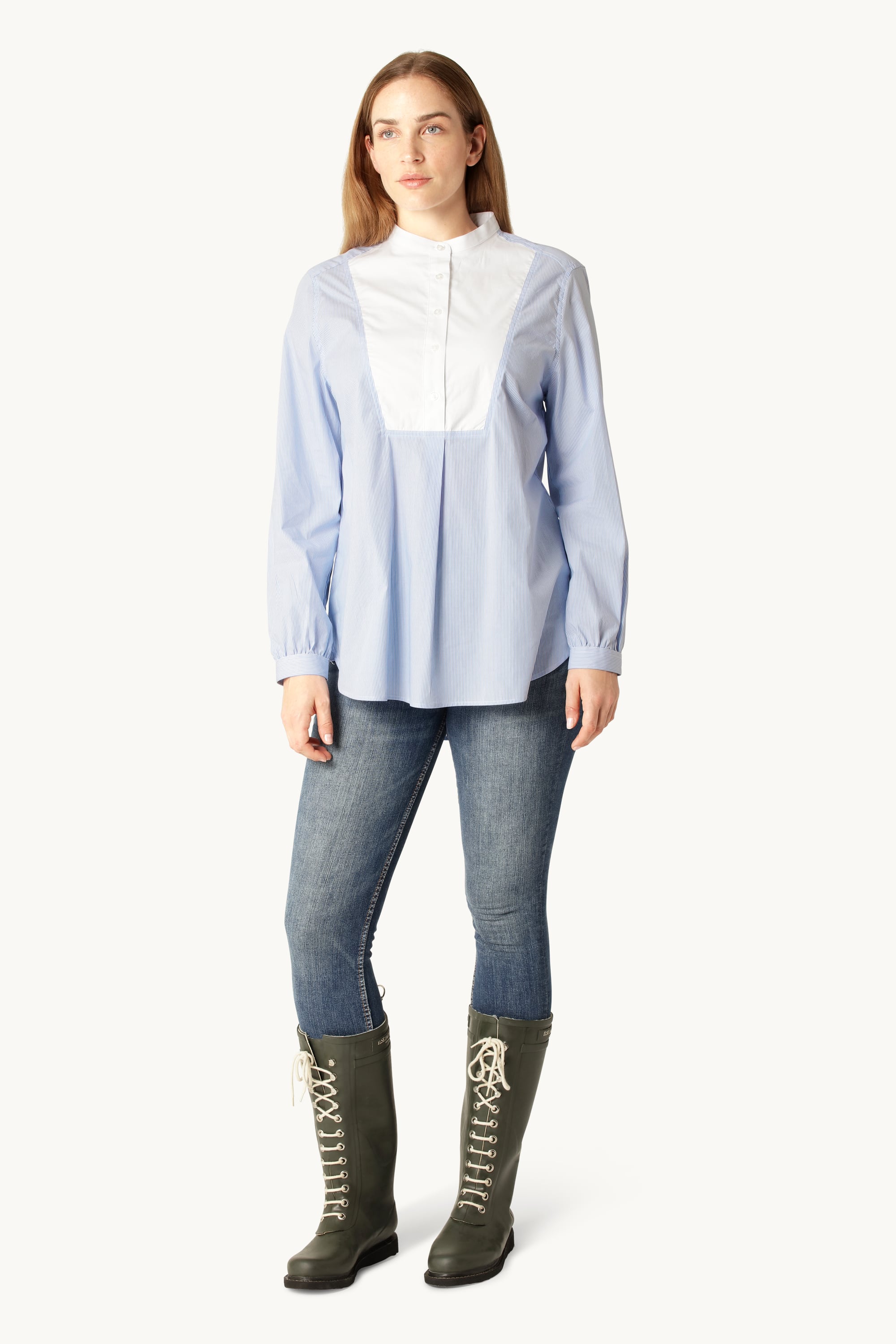 Klassisk Skjorta Lång Rygg Ränder - Heather