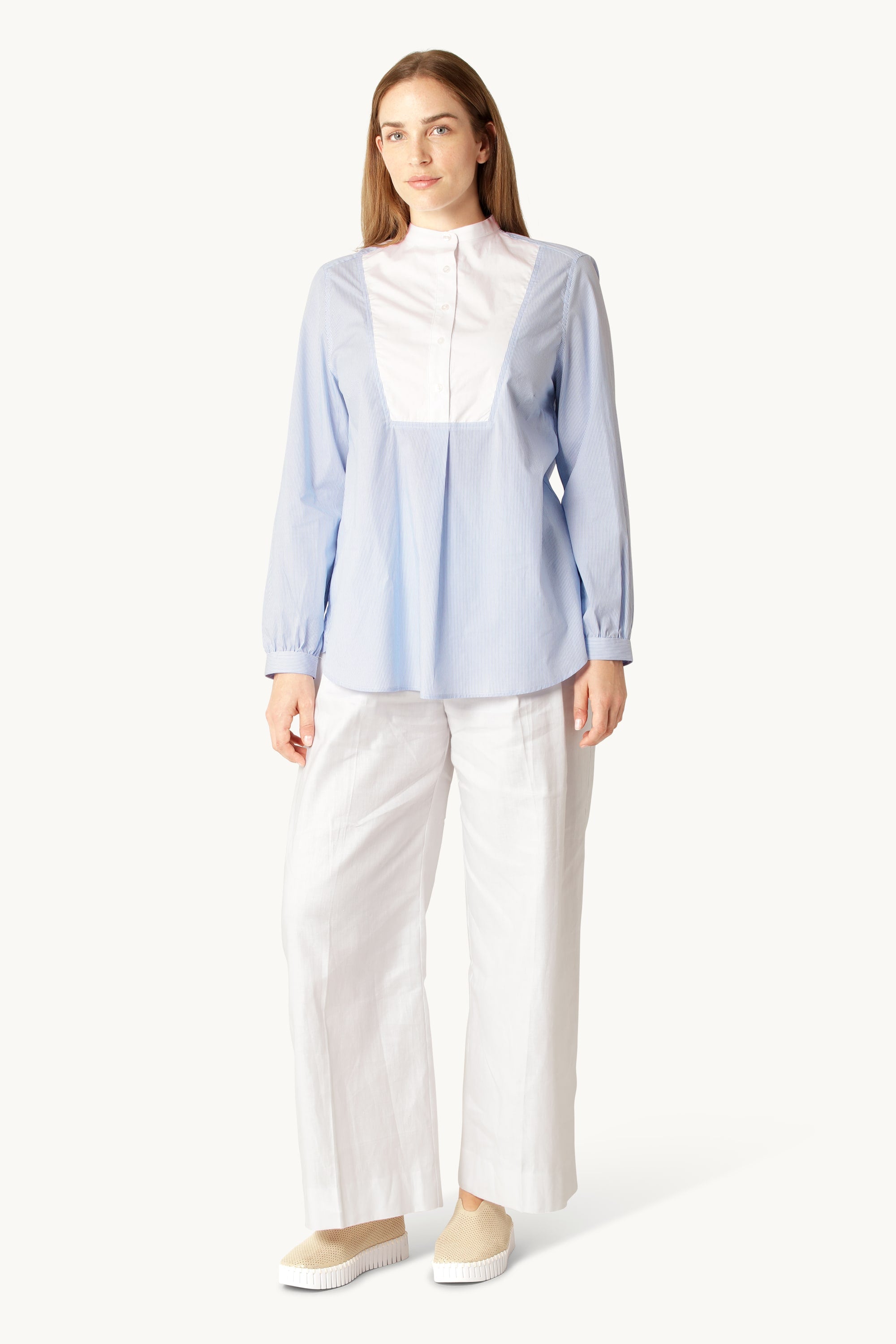 Klassisk Skjorta Lång Rygg Ränder - Heather