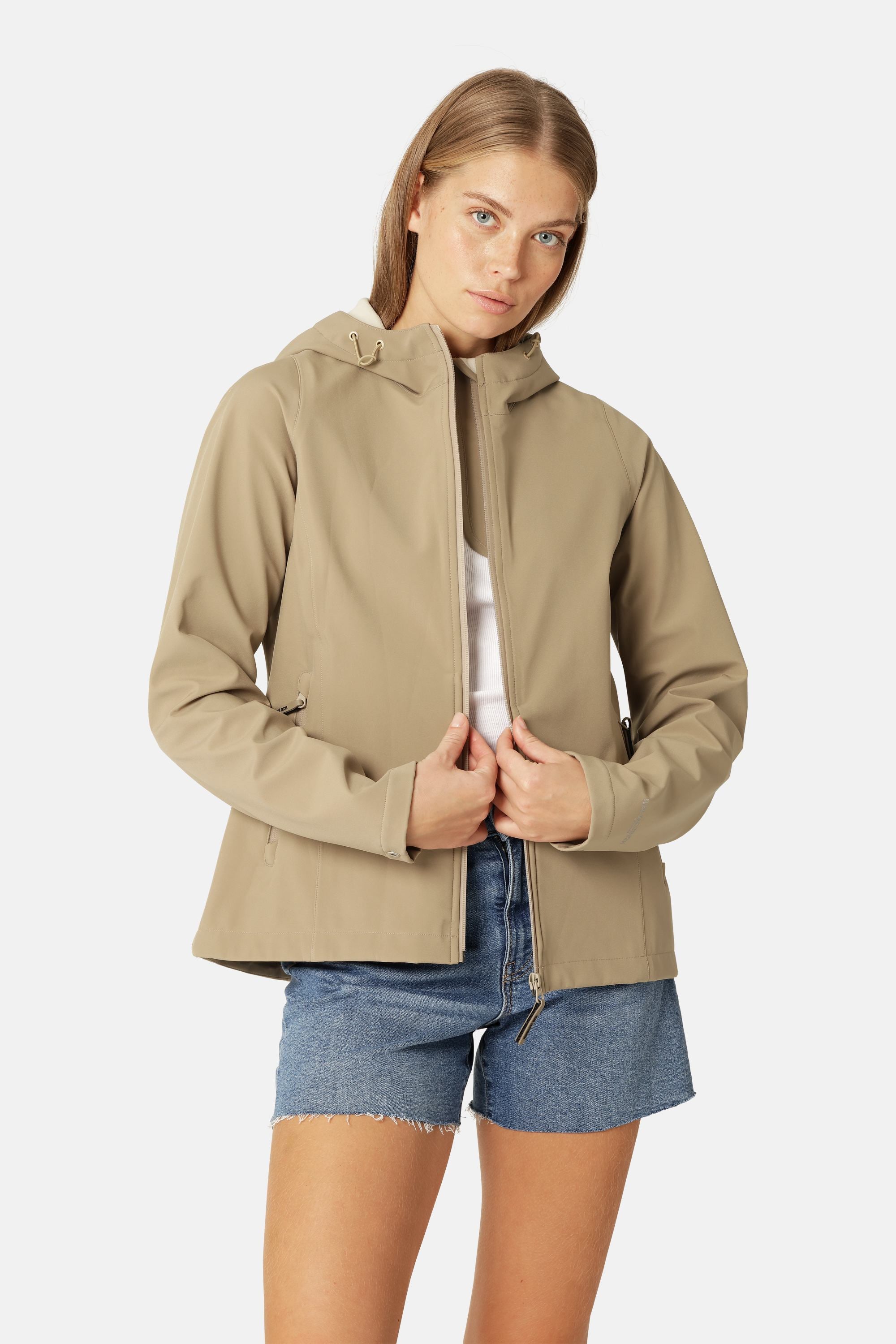 Kort Softshell Regnjacka - Greige