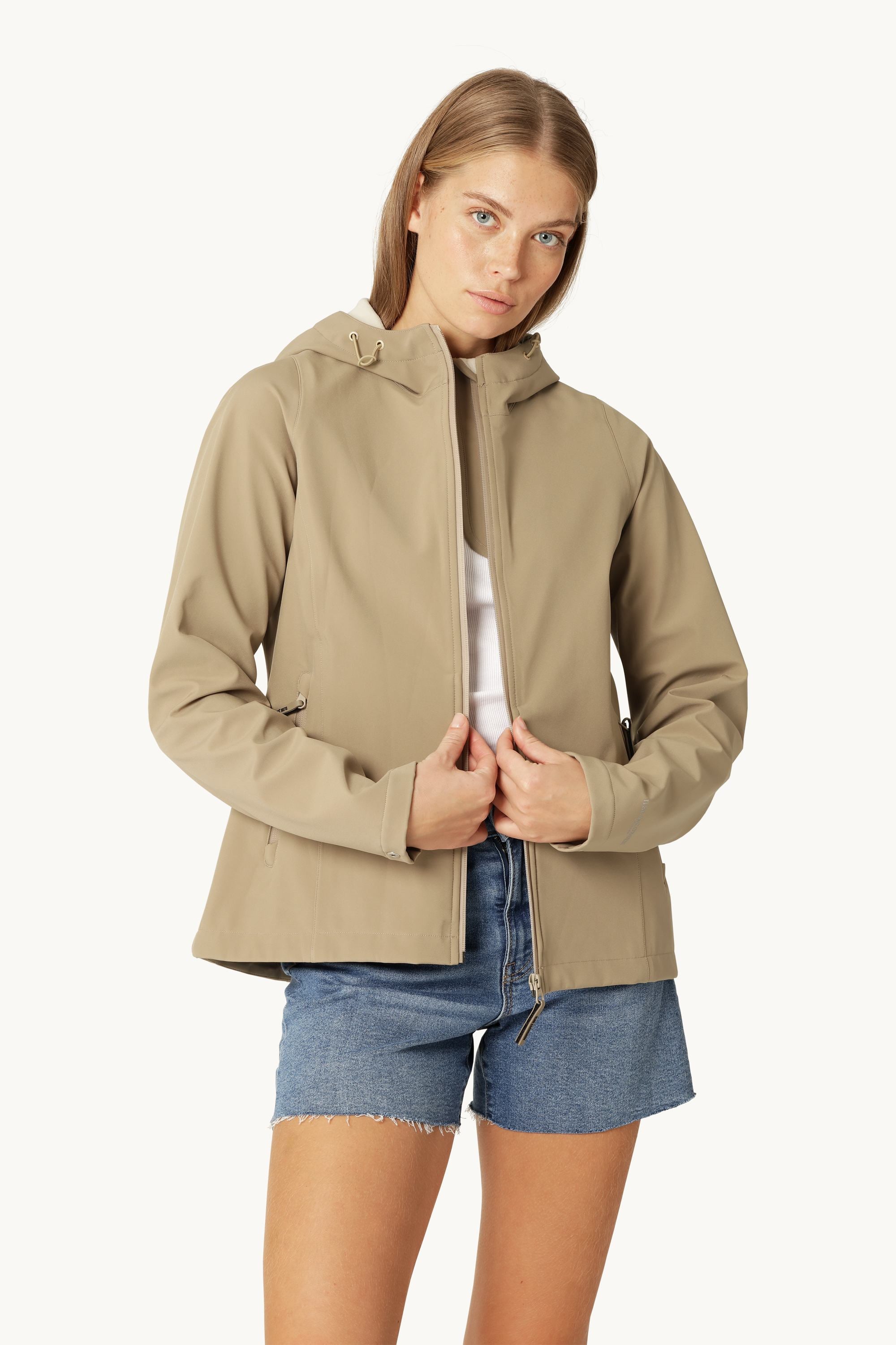 Kort Softshell Regnjacka - Greige