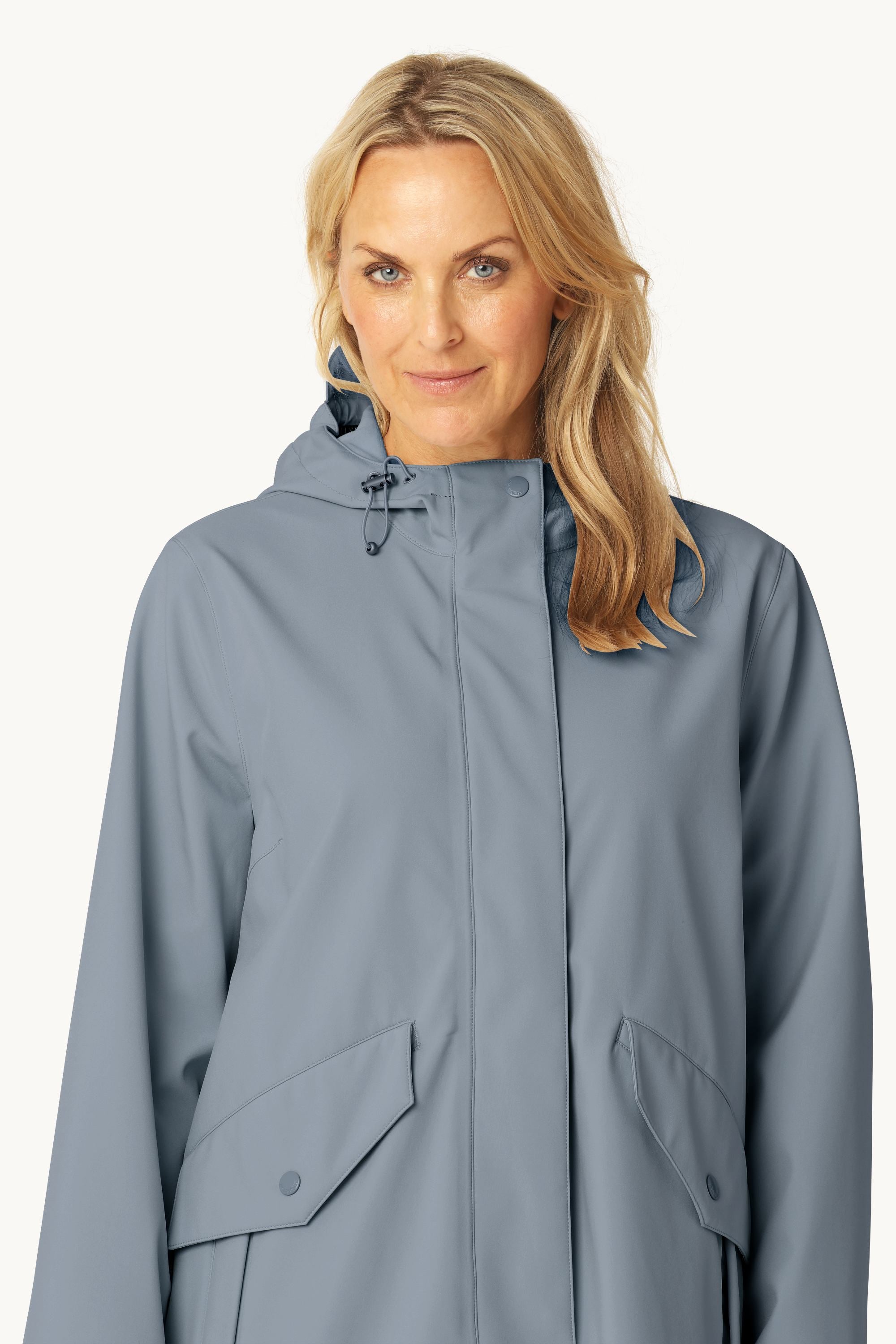 Long Softshell Raincoat - Grey Blue