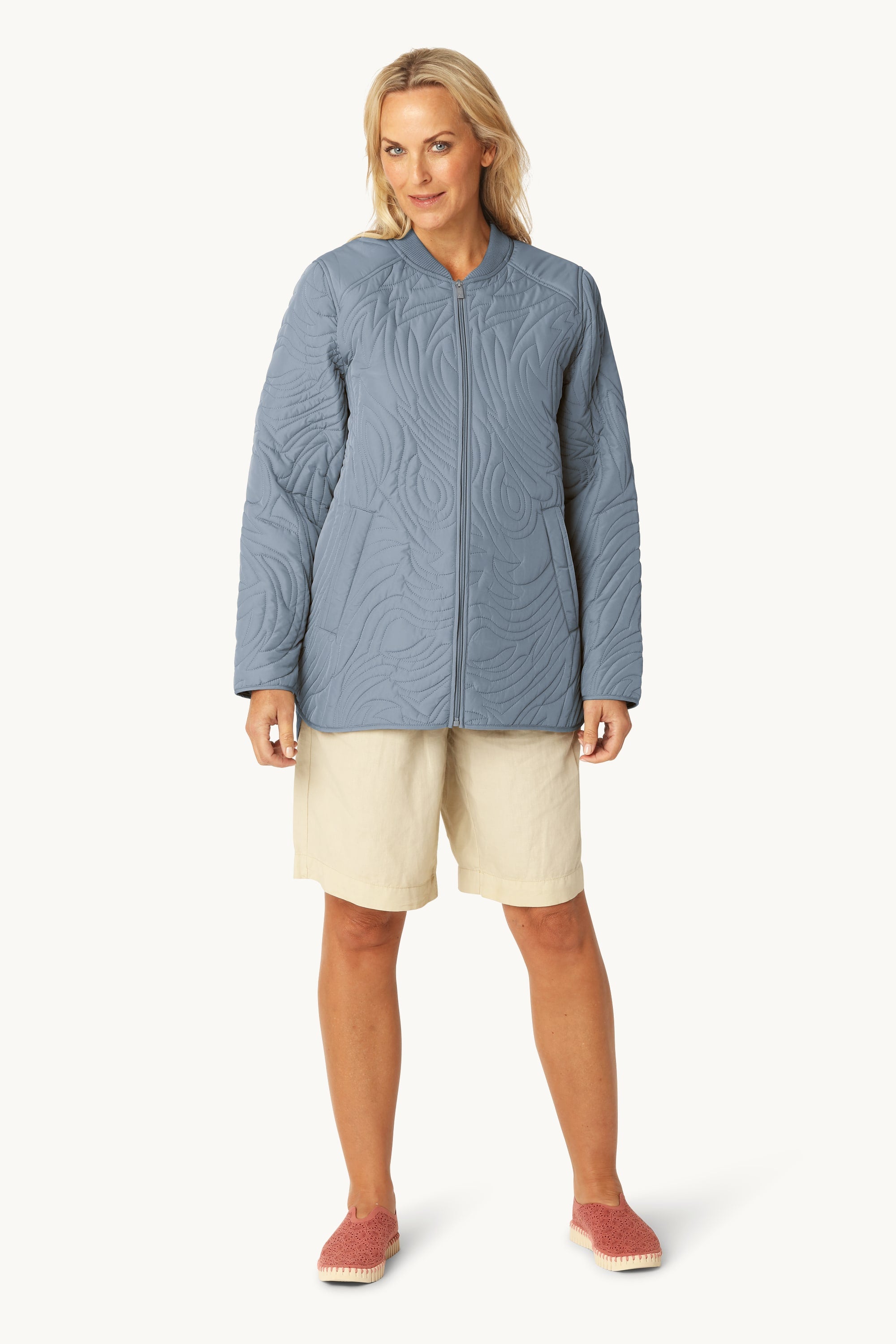Kort Quiltad Jacka - Grey Blue