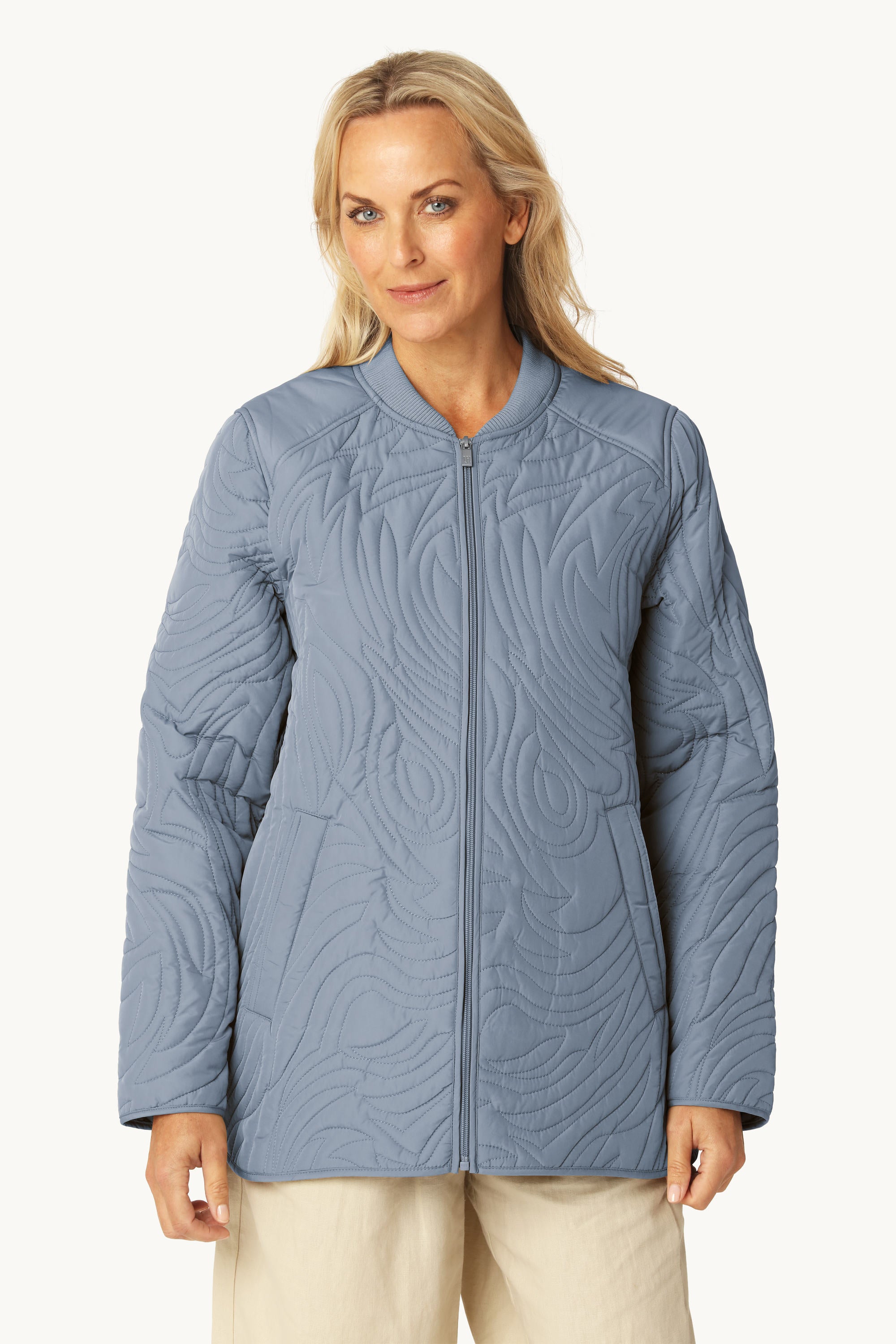 Kort Quiltad Jacka - Grey Blue