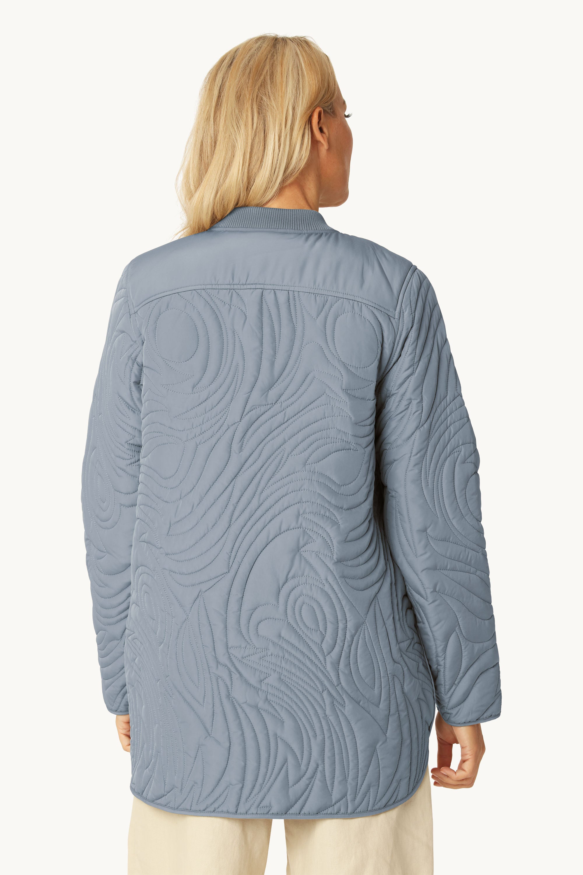 Kort Quiltad Jacka - Grey Blue