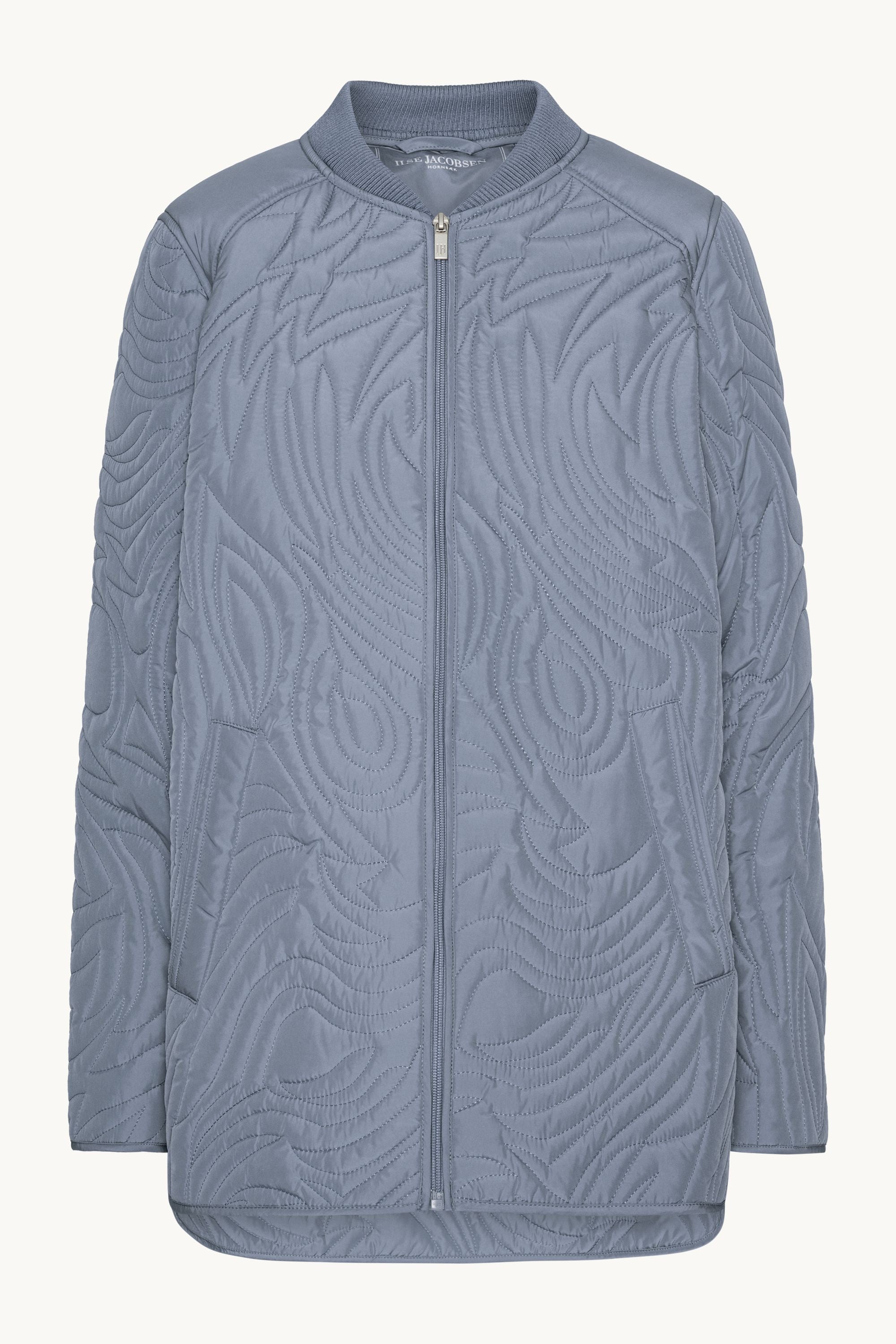 Kort Quiltad Jacka - Grey Blue