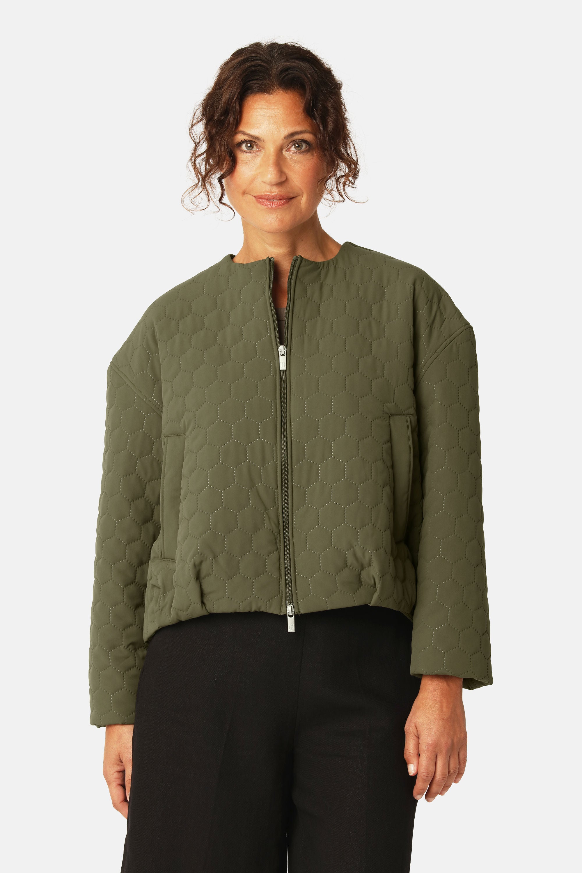 Short Quilted Jacket - Olive Night