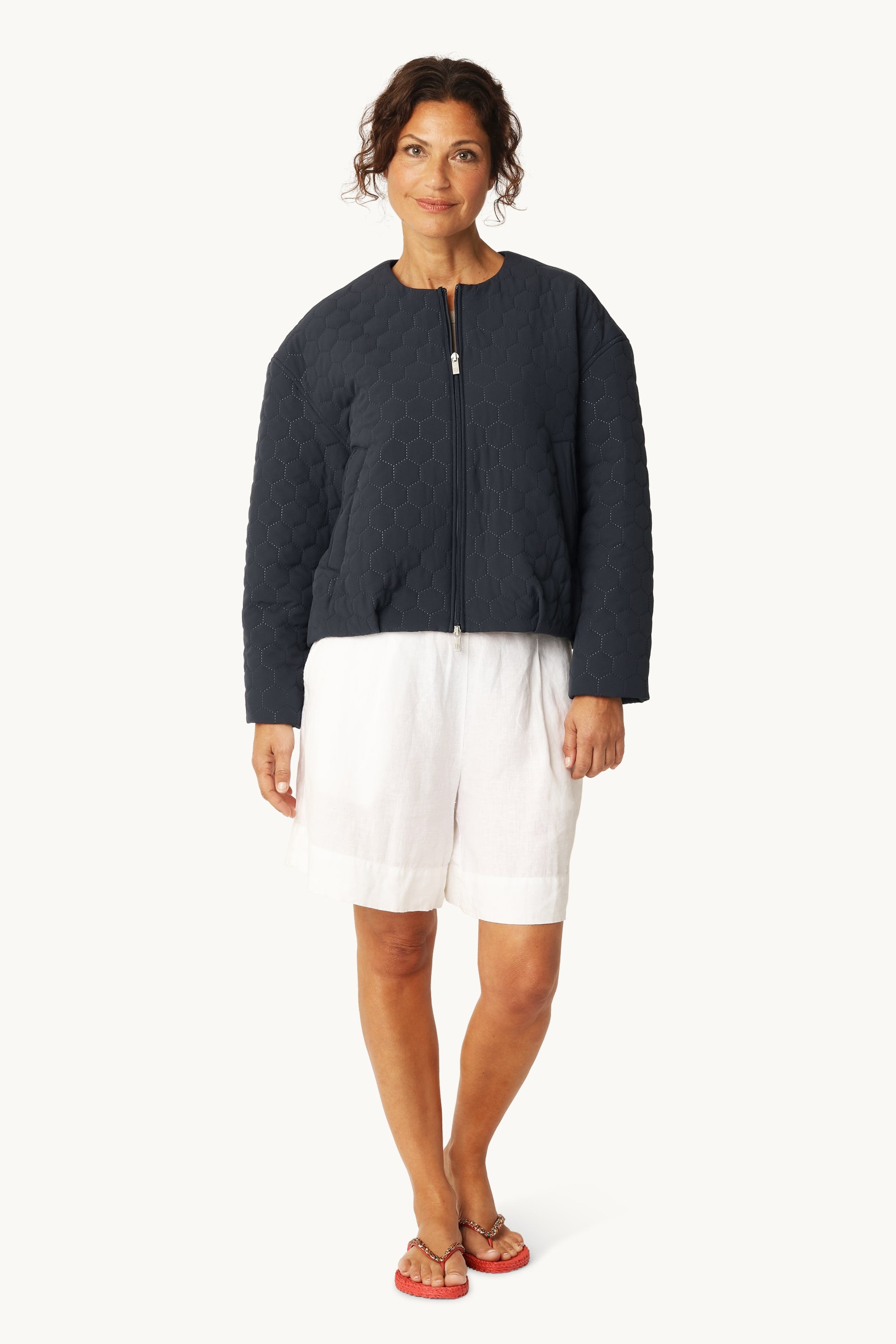 Short Quilted Jacket - Dark Indigo