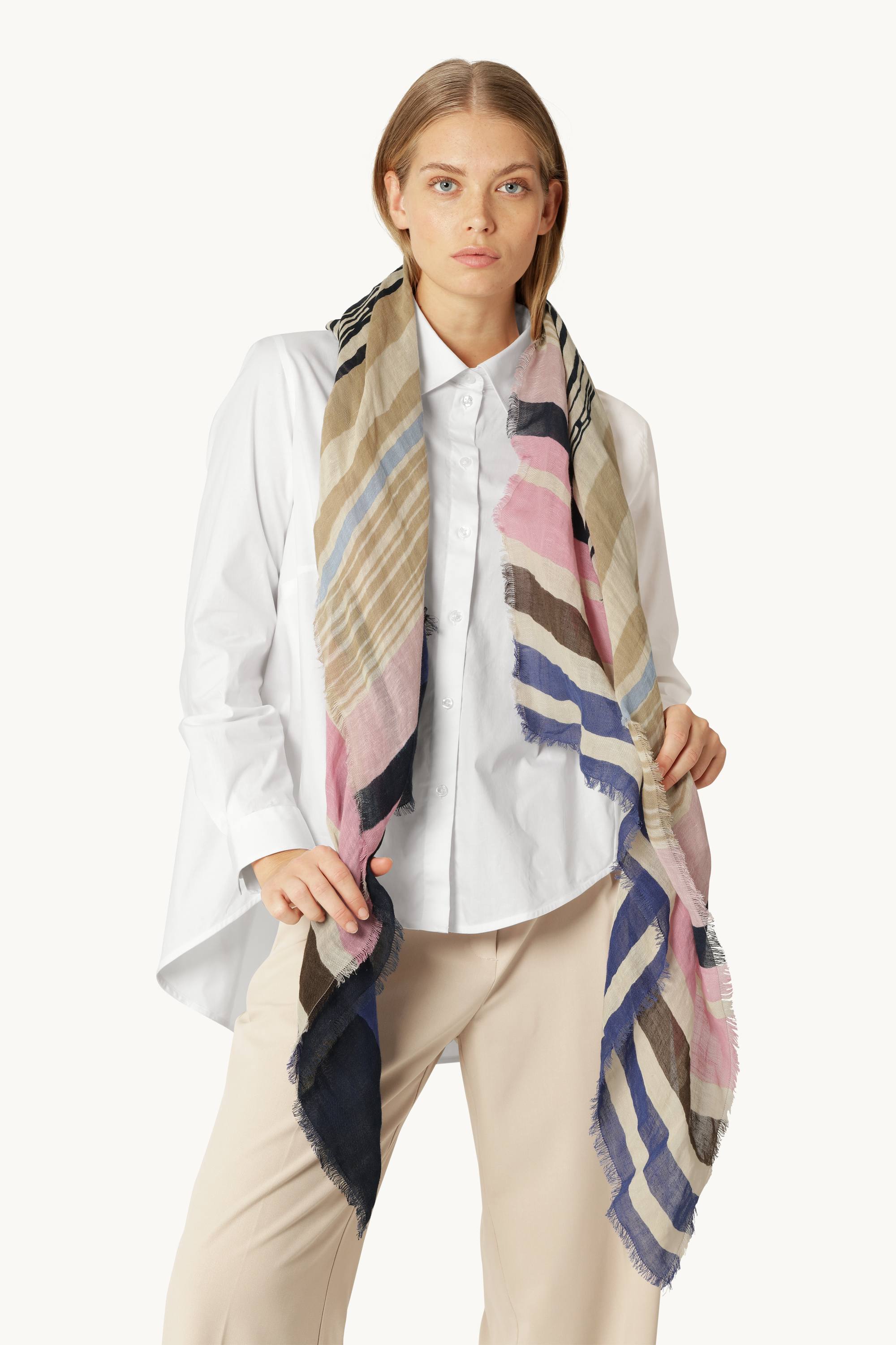 Randig Halsduk - Beige Organic Stripe