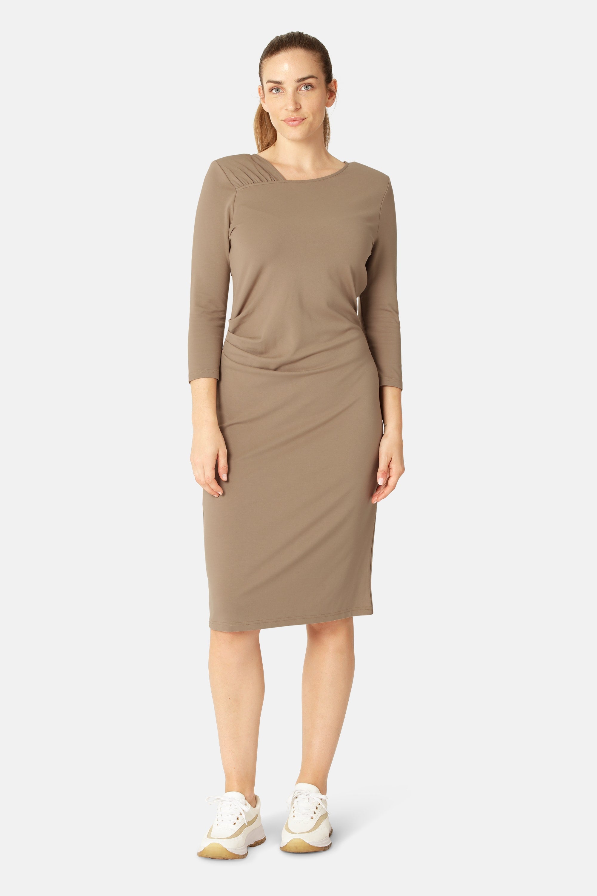 Klänning med Veck - Greige