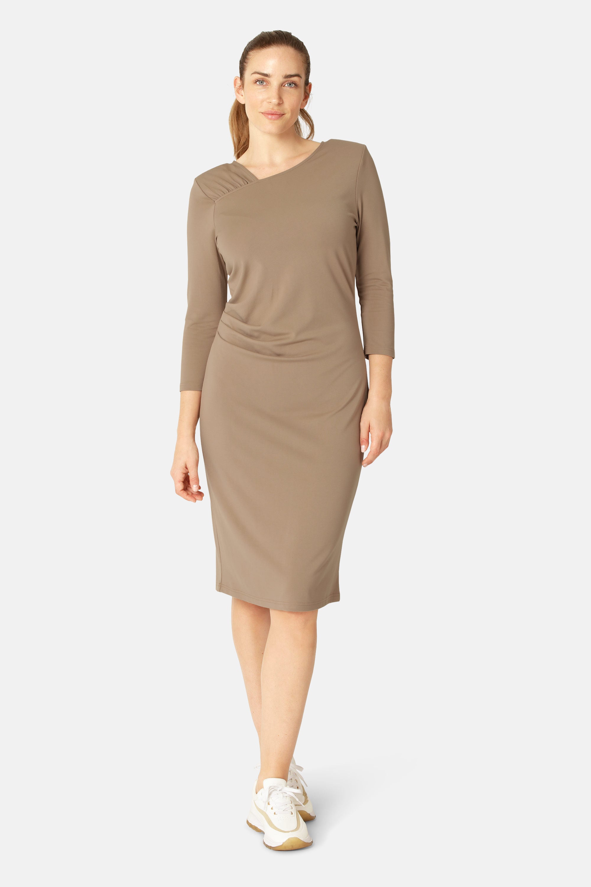 Klänning med Veck - Greige