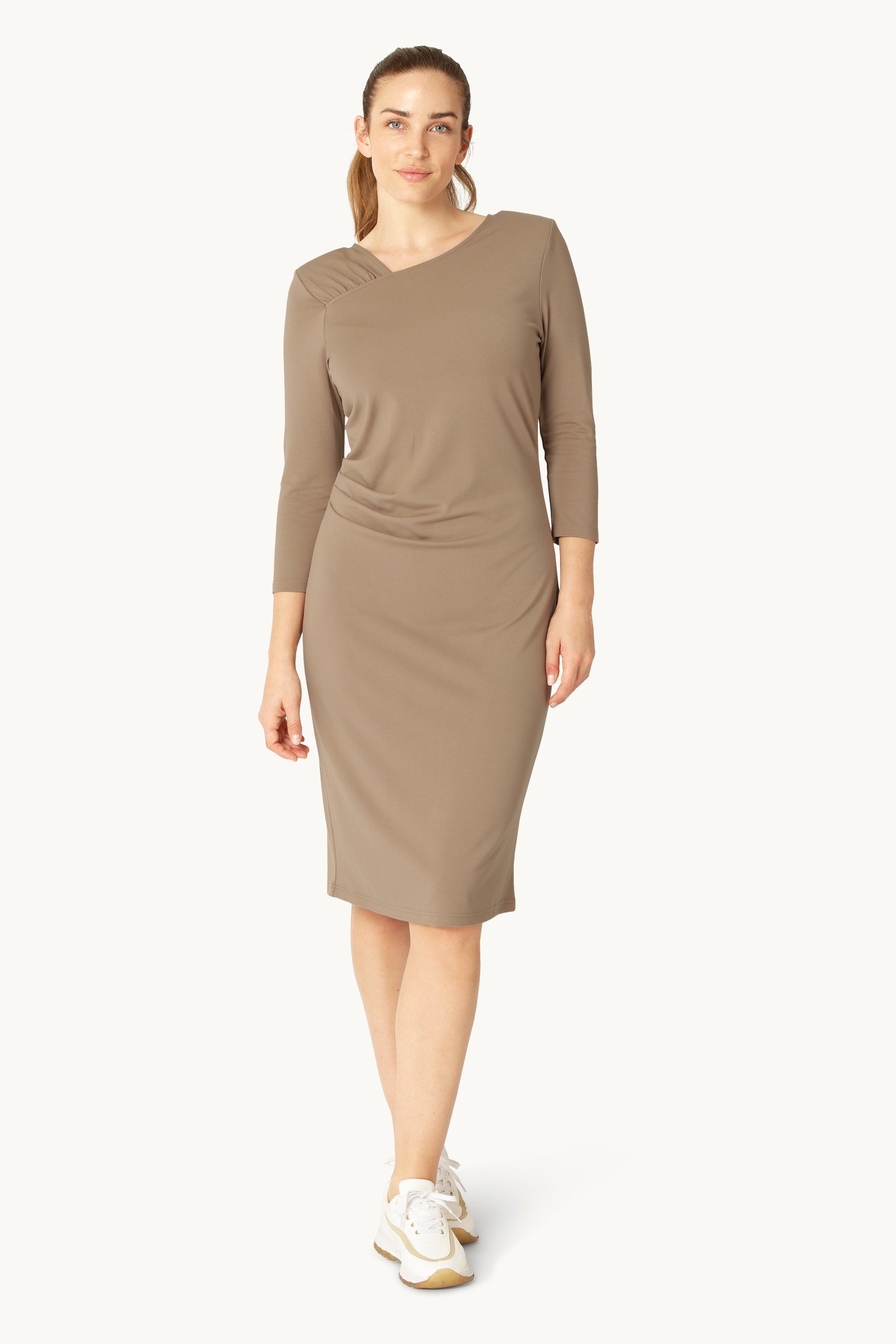 Klänning med Veck - Greige