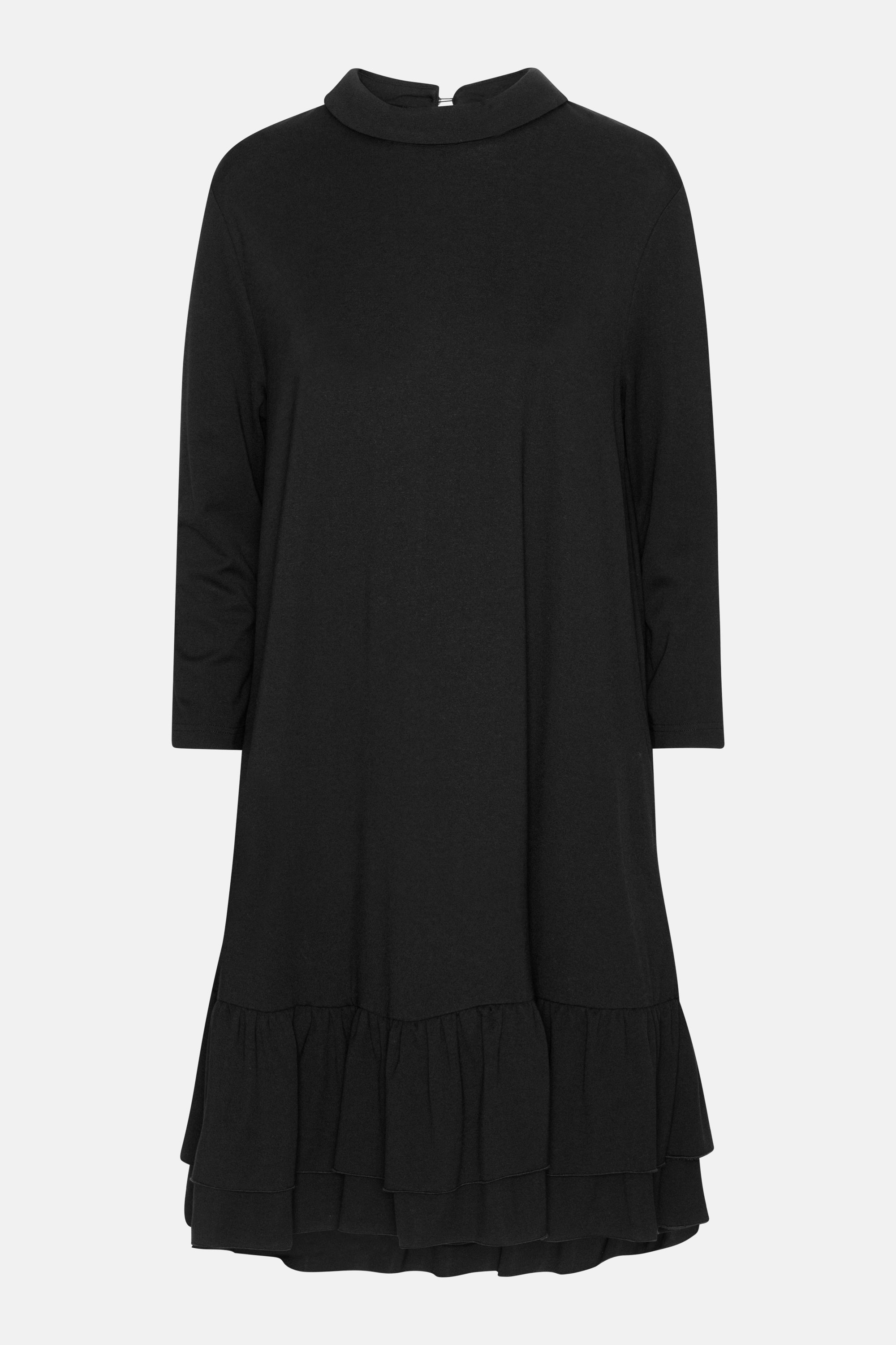 Short Dress With Flounce - Black