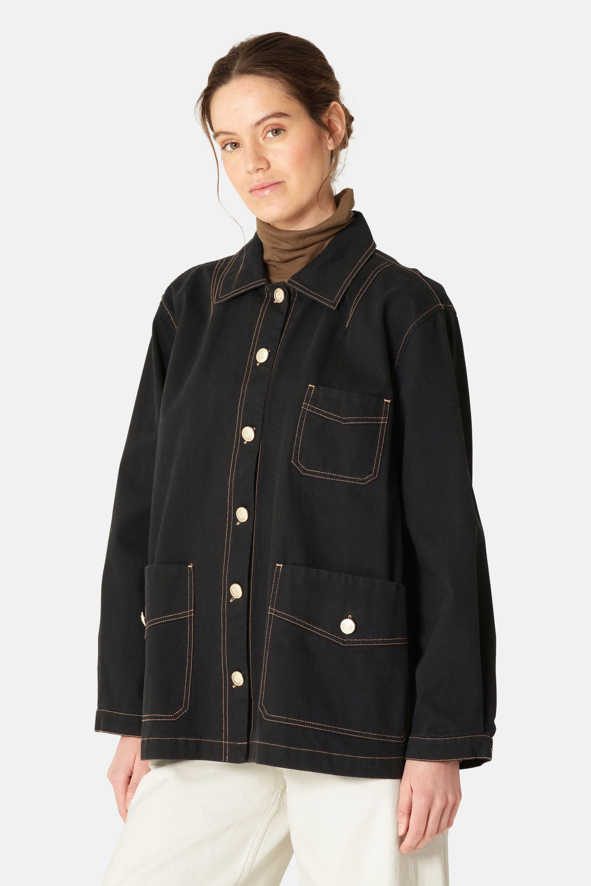 Short Overshirt Jacket - Black