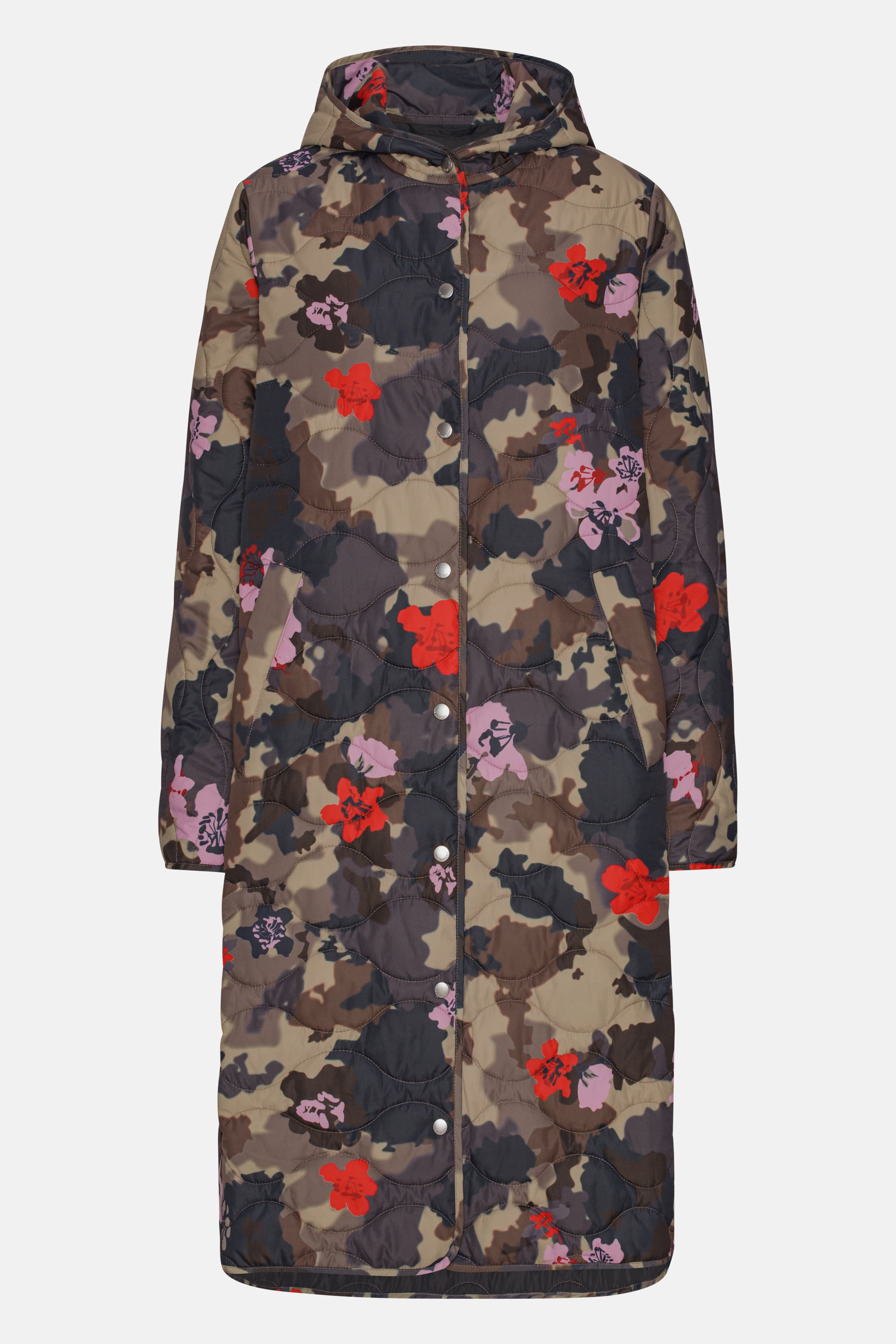 Lång Quiltad Kappa - Floral Camo