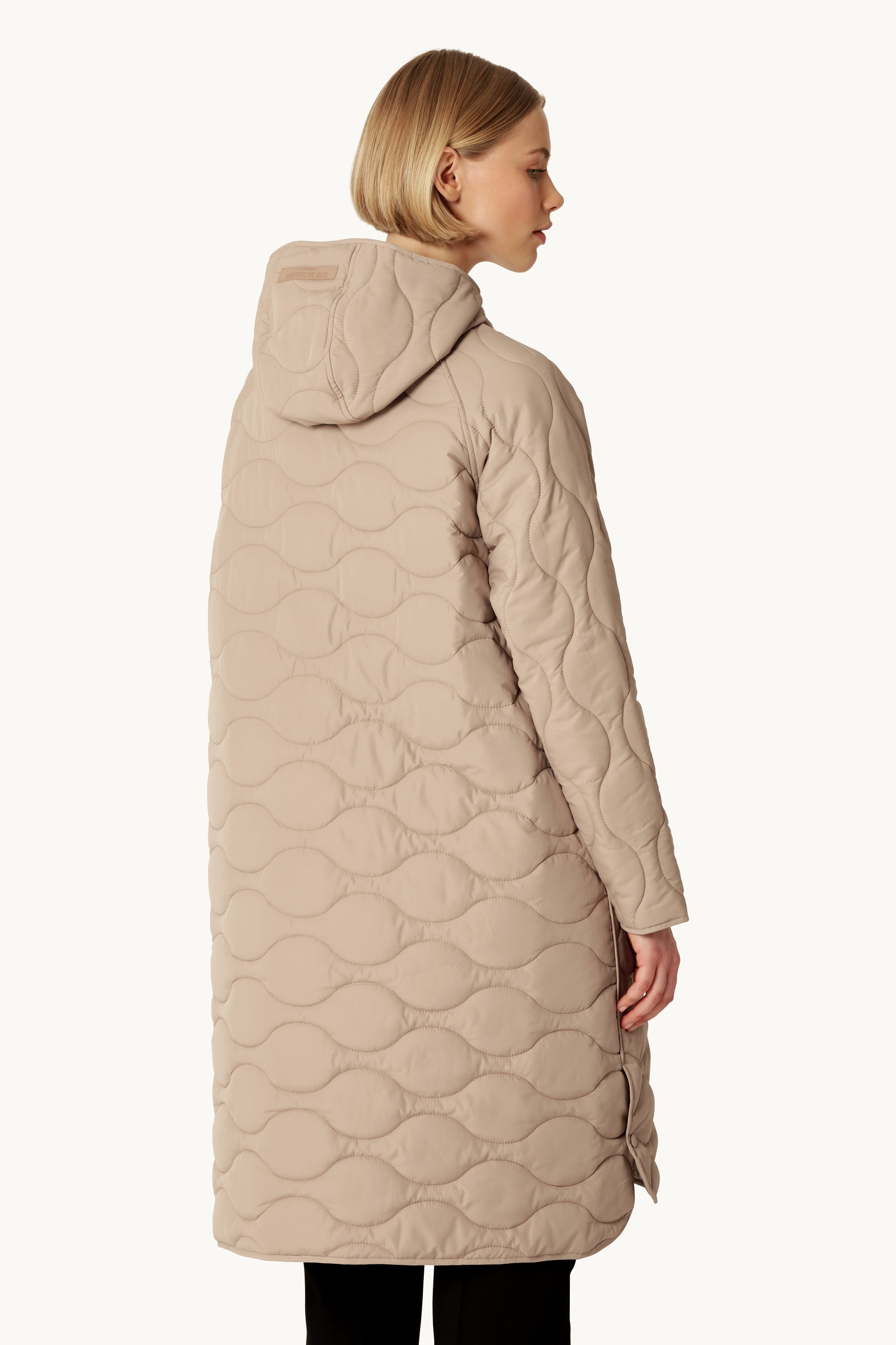 Long Quilt Jacket with Hood - Wheat