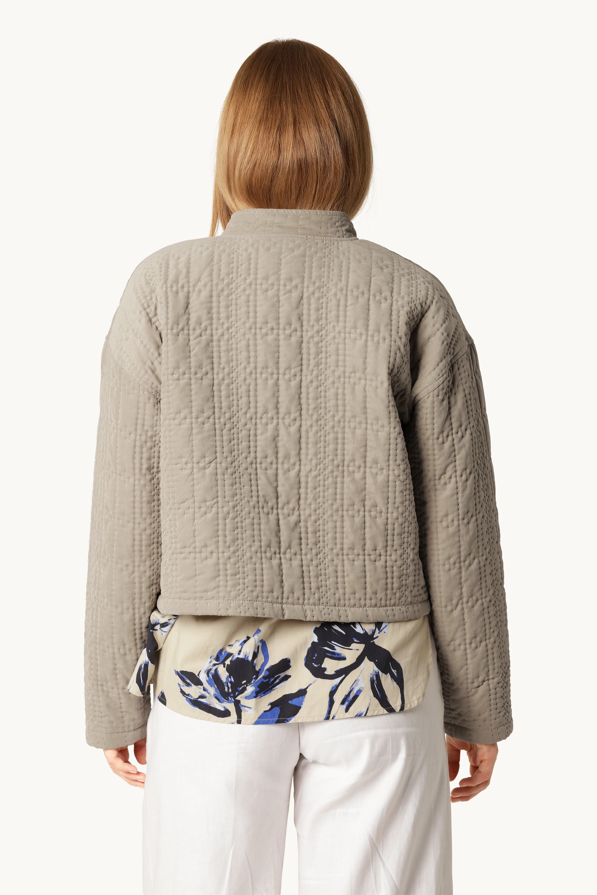Kort Quiltad Jacka - Greige