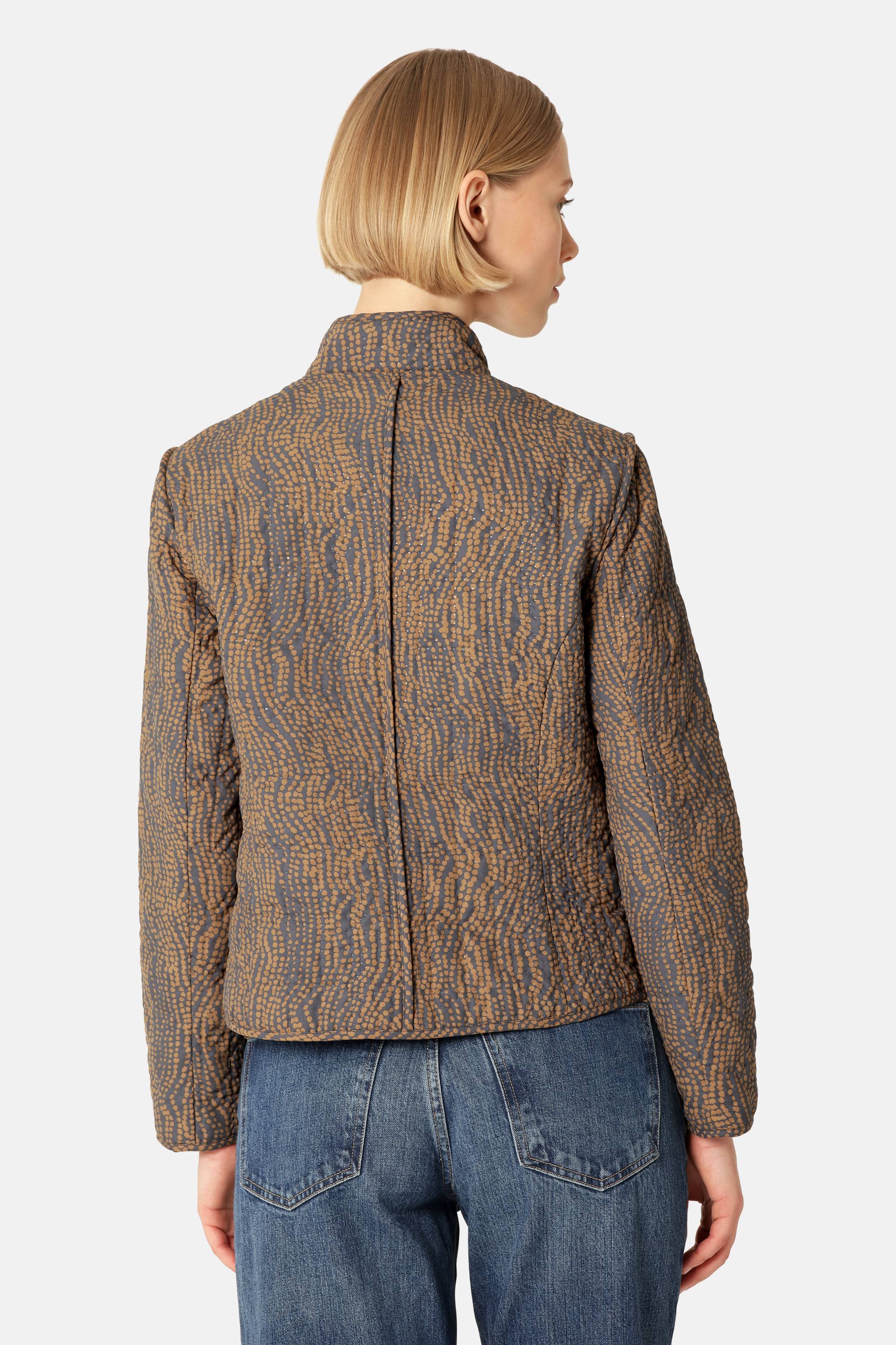 Short Quilted Jacket - Beige Dotted