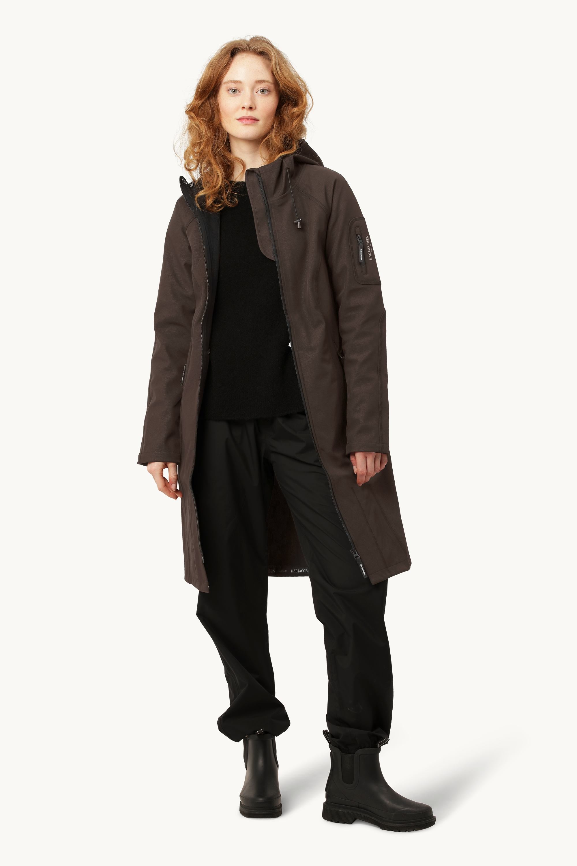 Long Softshell Raincoat - Black