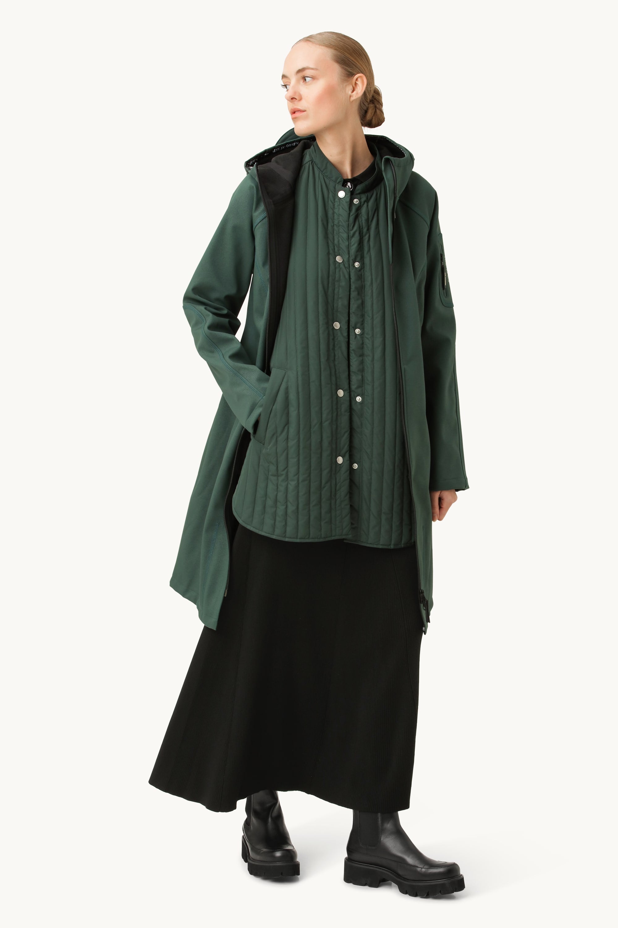 Long Softshell Raincoat - Beetle