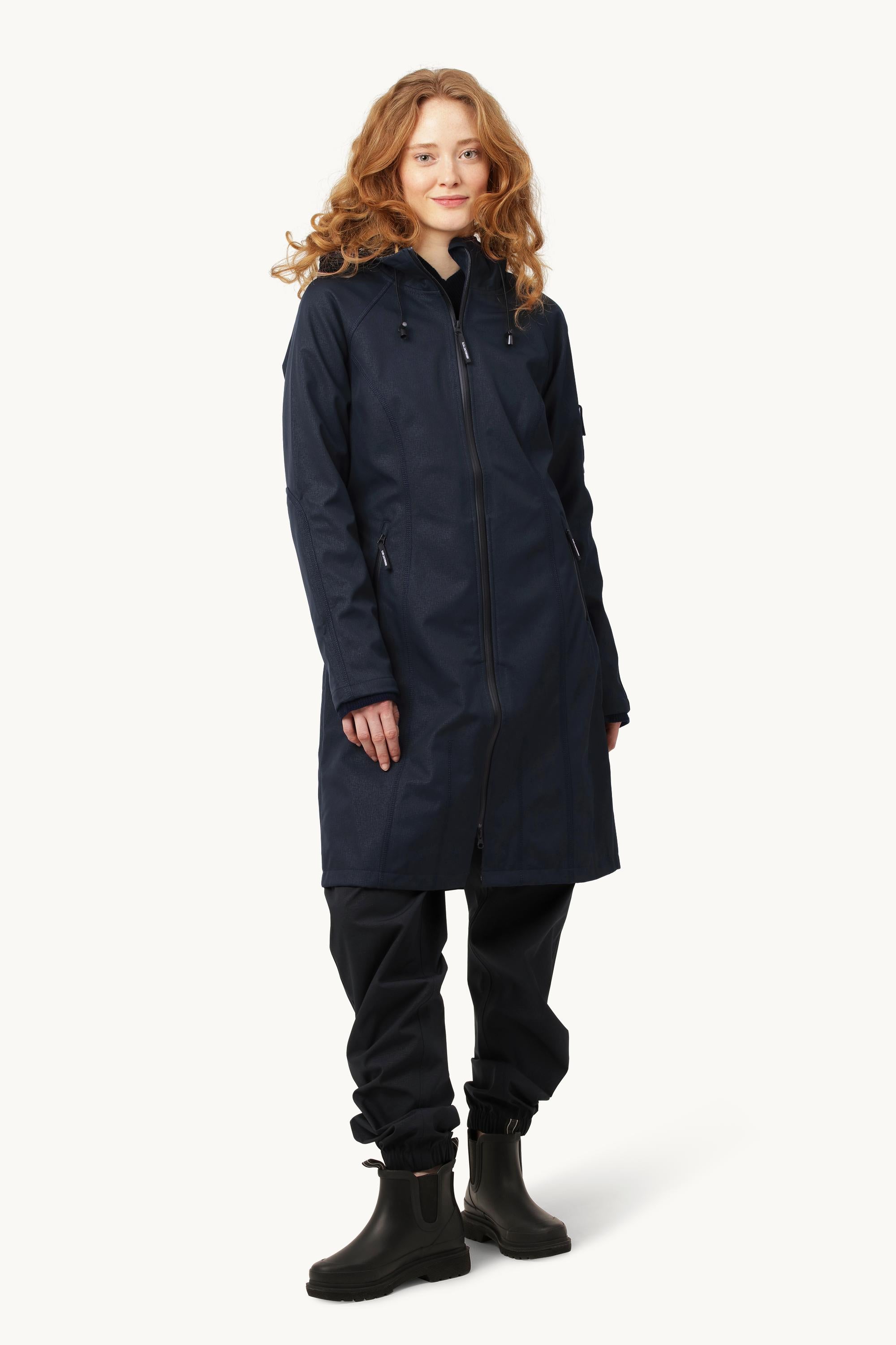 Long Softshell Raincoat - Dark Indigo