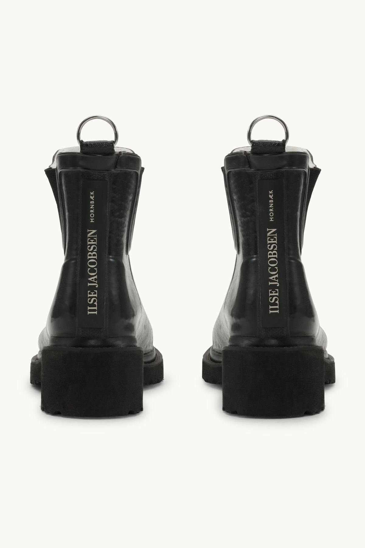 Short Rubber Boots With High Heel - Black
