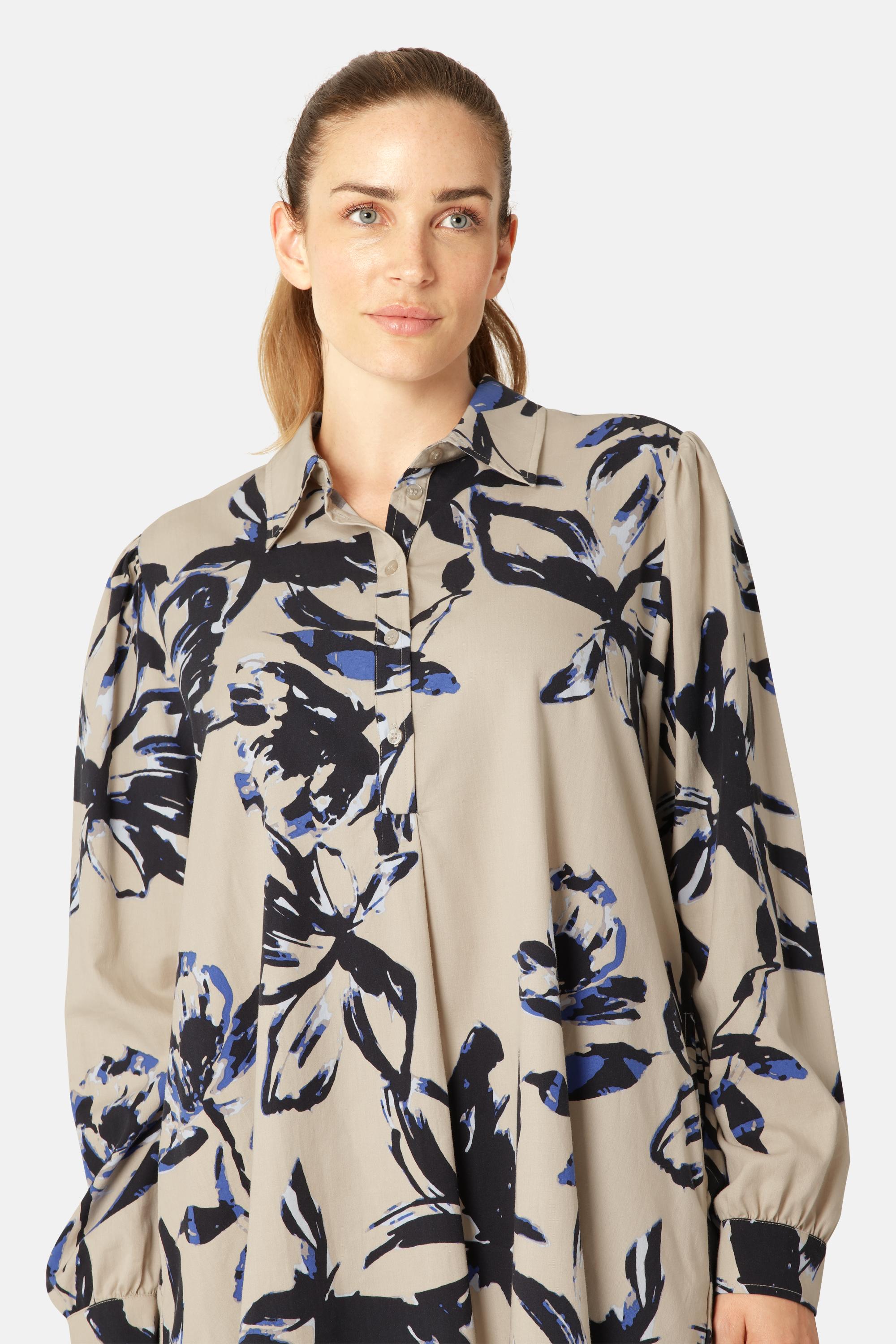 Lång Tunikaklänning - Sand Artsy Stroke Flower