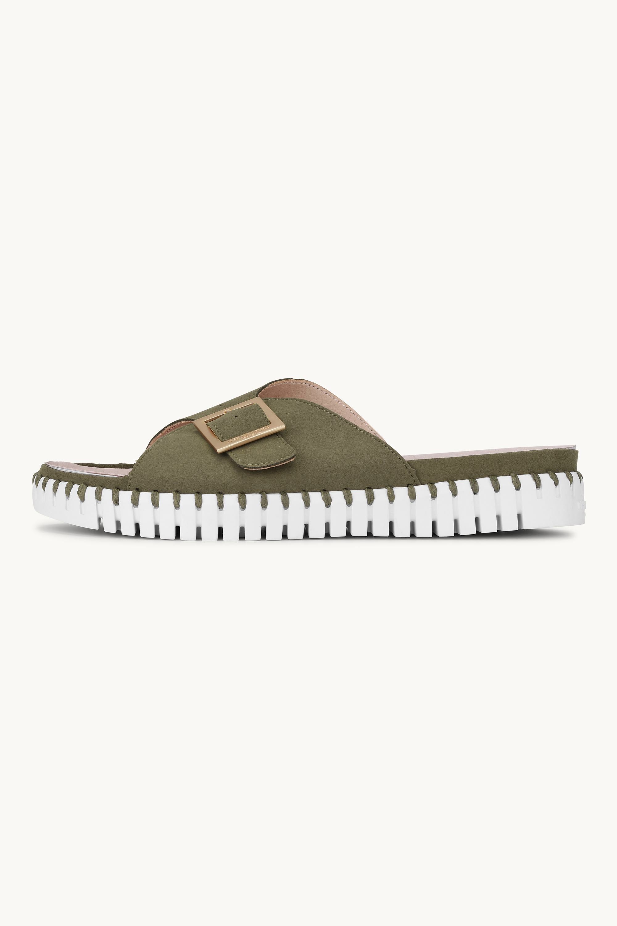 Sandaler Spänne - Deep Olive White