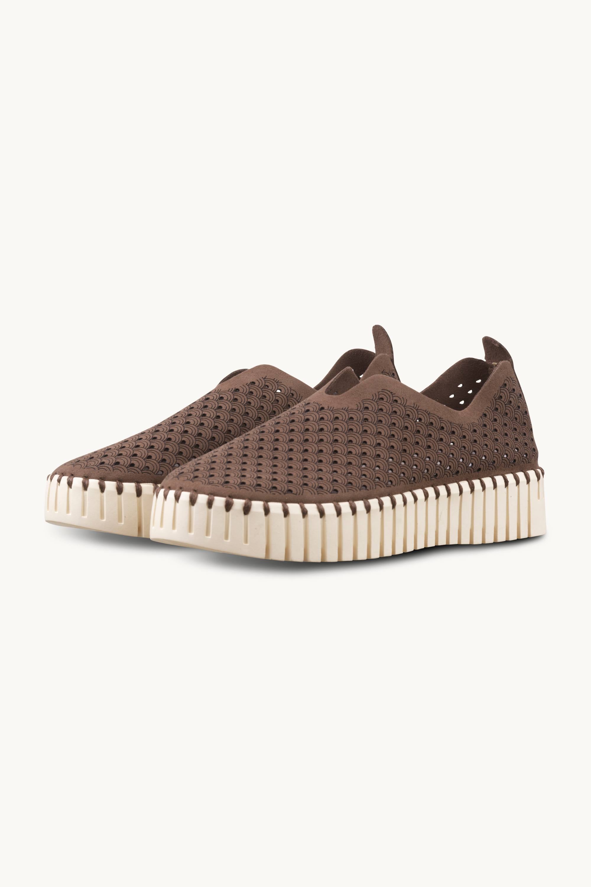 Platform Tulip Skor - Brown Pearled Ivory