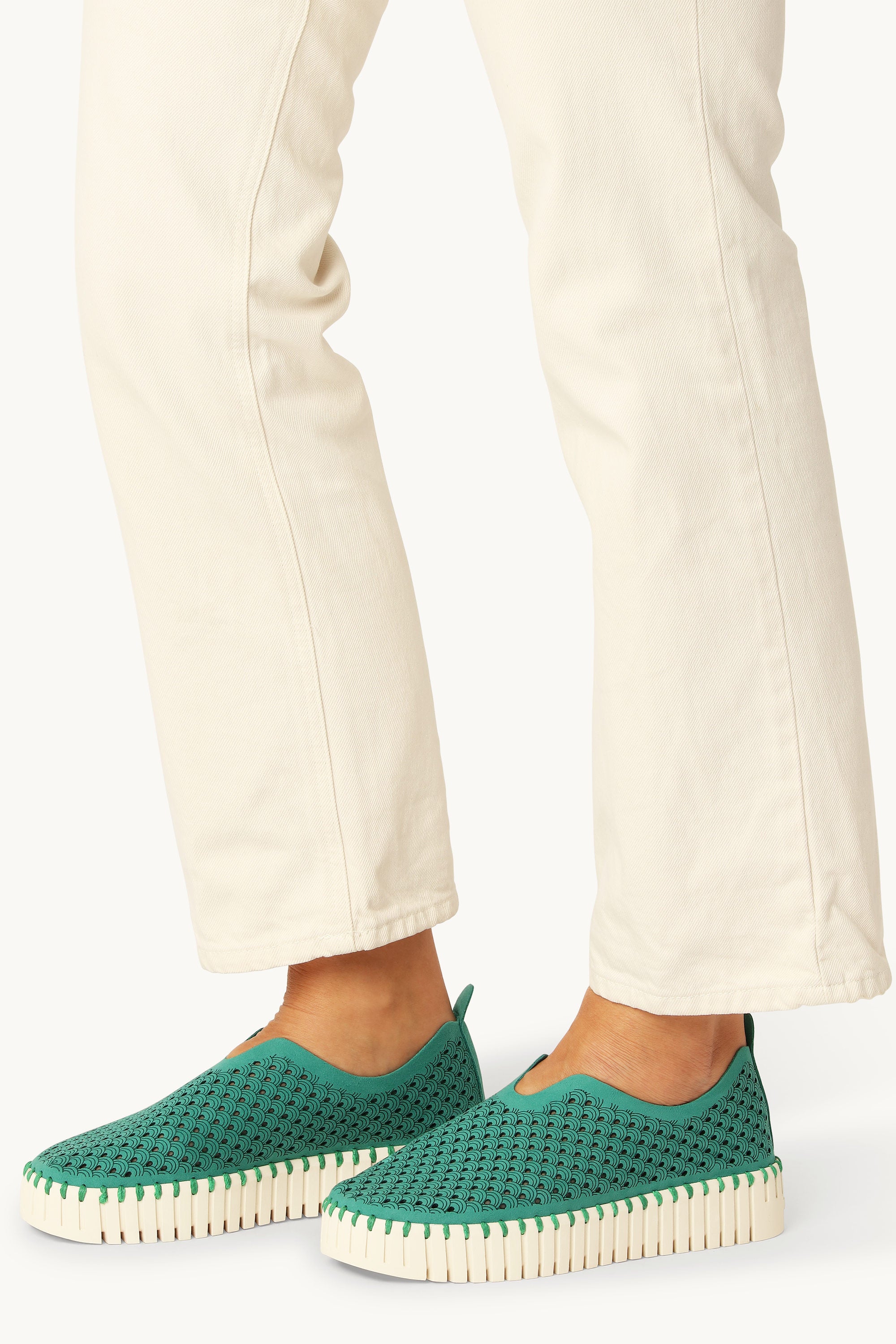 Platform Tulip Skor - Spruce Pearled Ivory