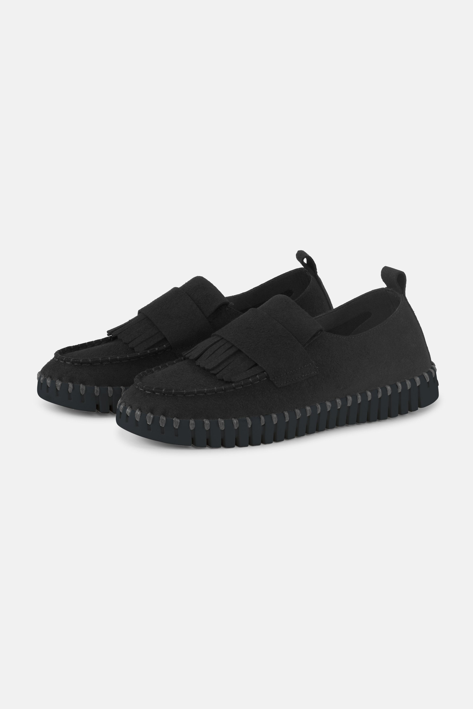 Tulip Fringe Loafer - Black Black