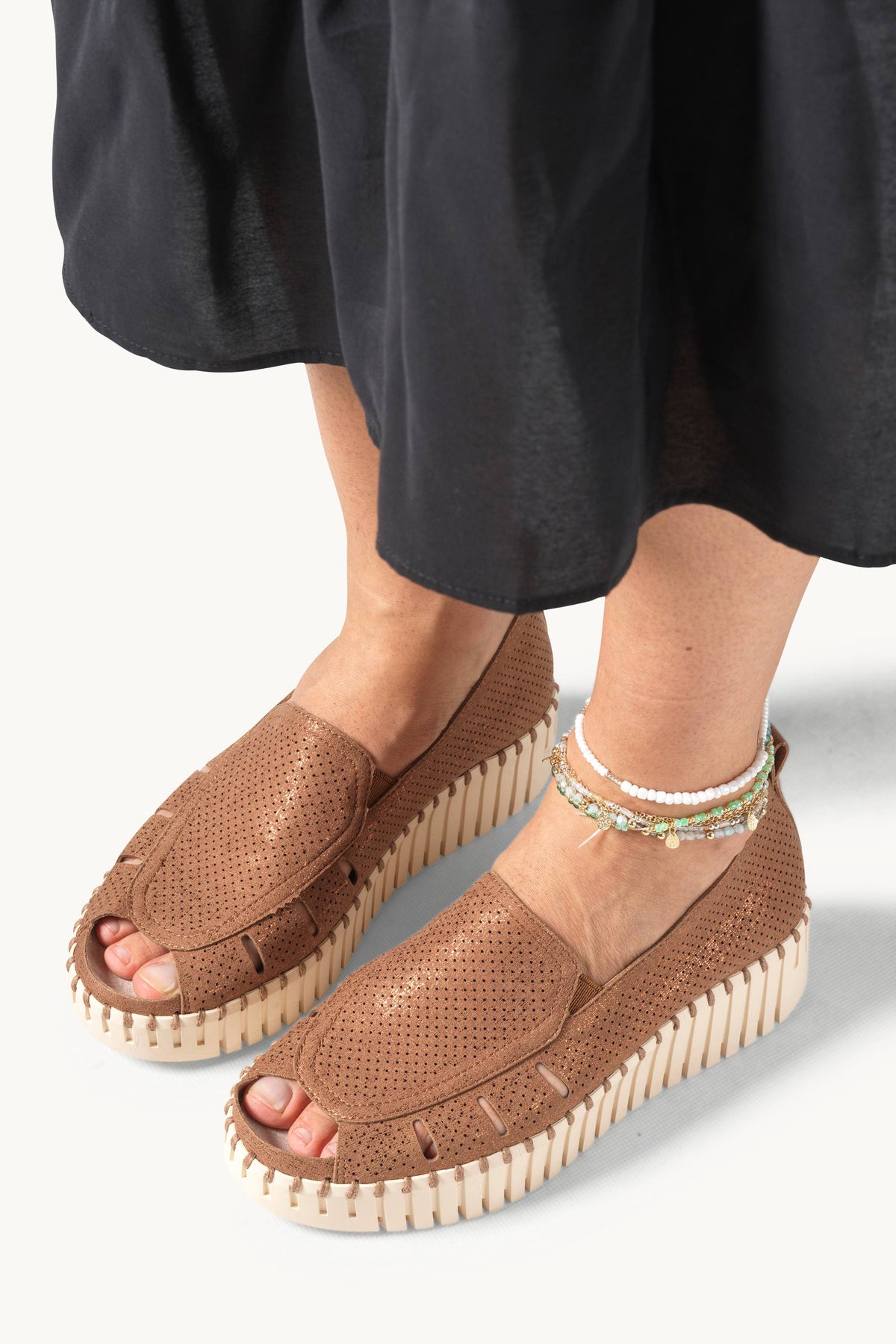 Tulip Glittersandal - Nougat Pearled Ivory