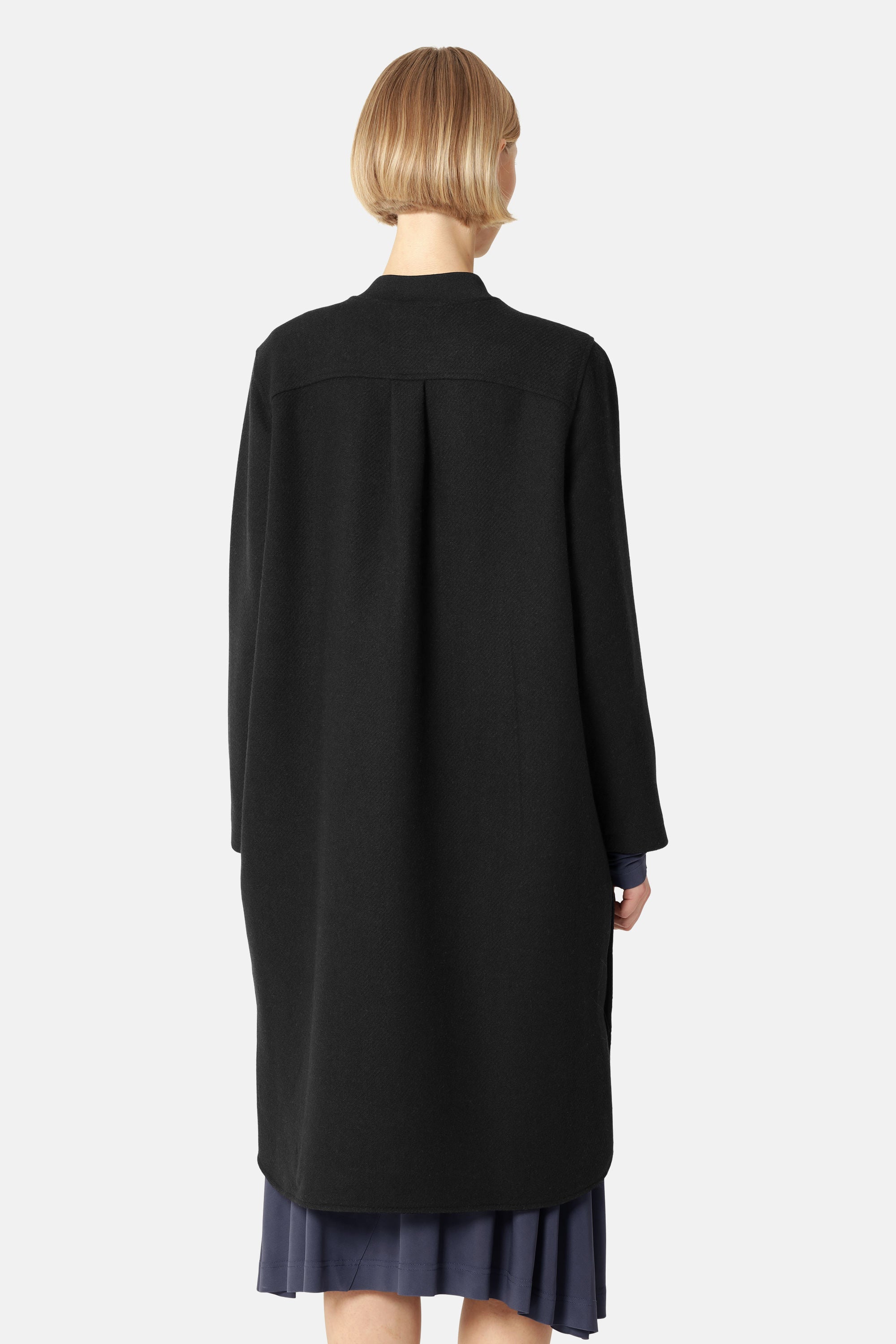 Long Zipped Coat - Black