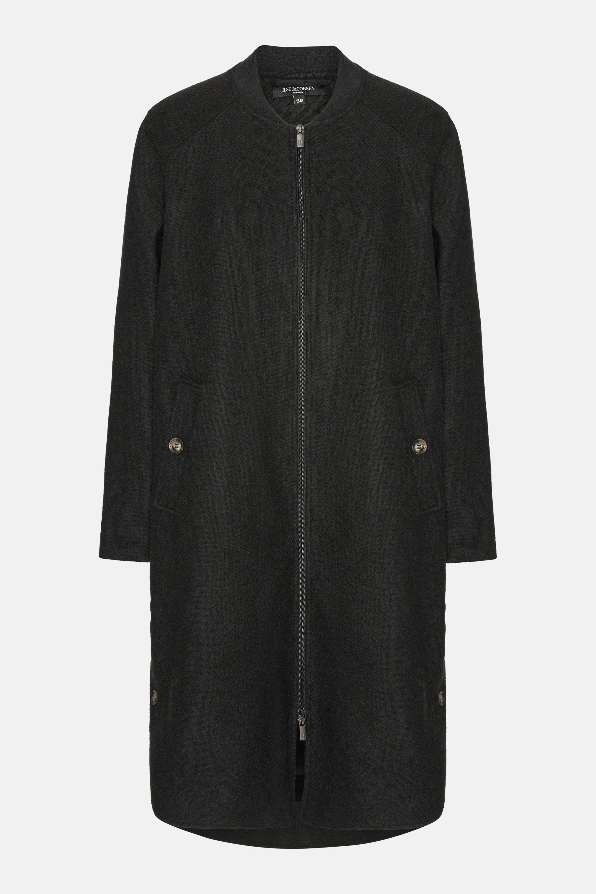 Long Zipped Coat - Black